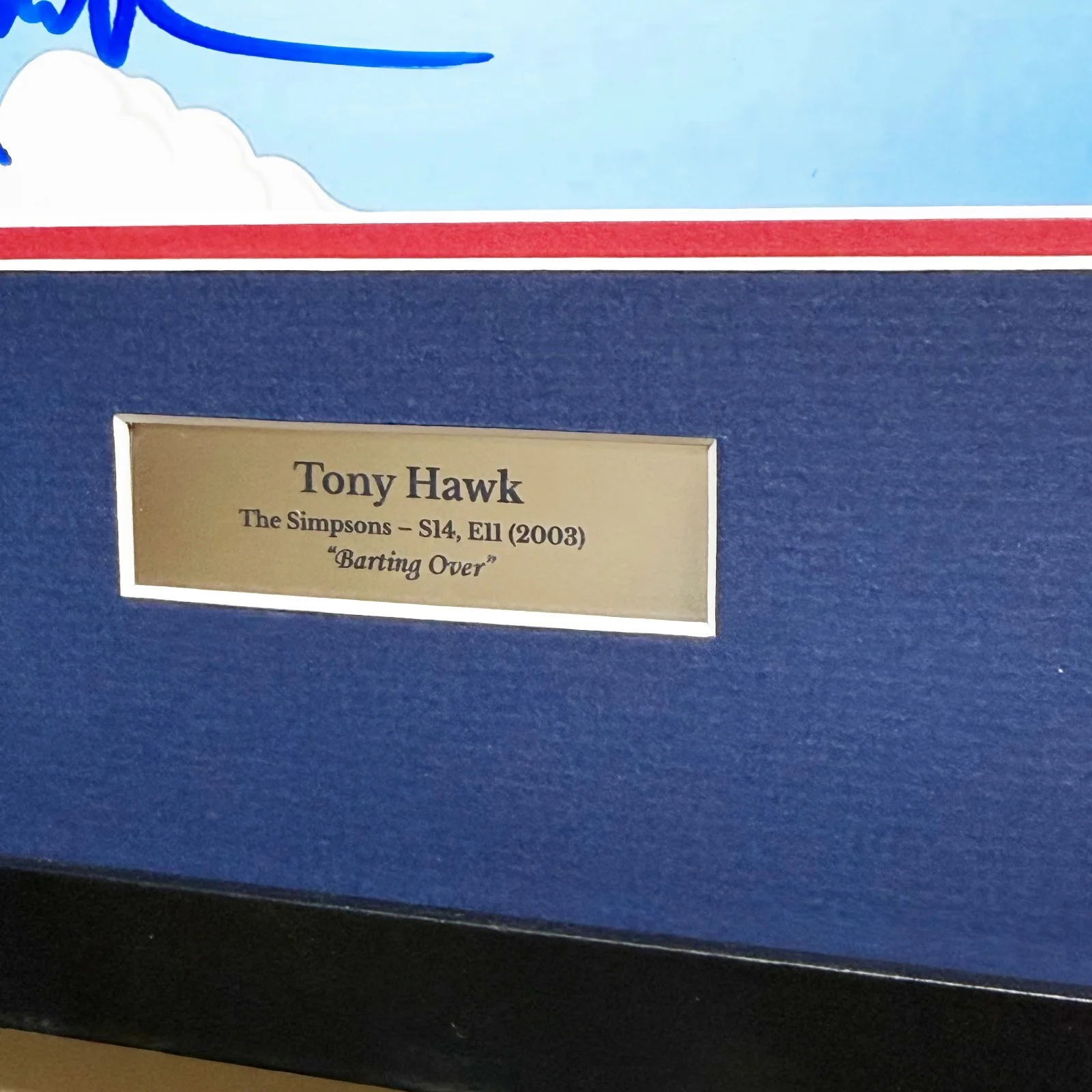 Tony Hawk — TONY HAWK SIGNED SIMPSONS PHOTO | “BARTING OVER” S14 E11 | FRAMED | JSA COA, image 3