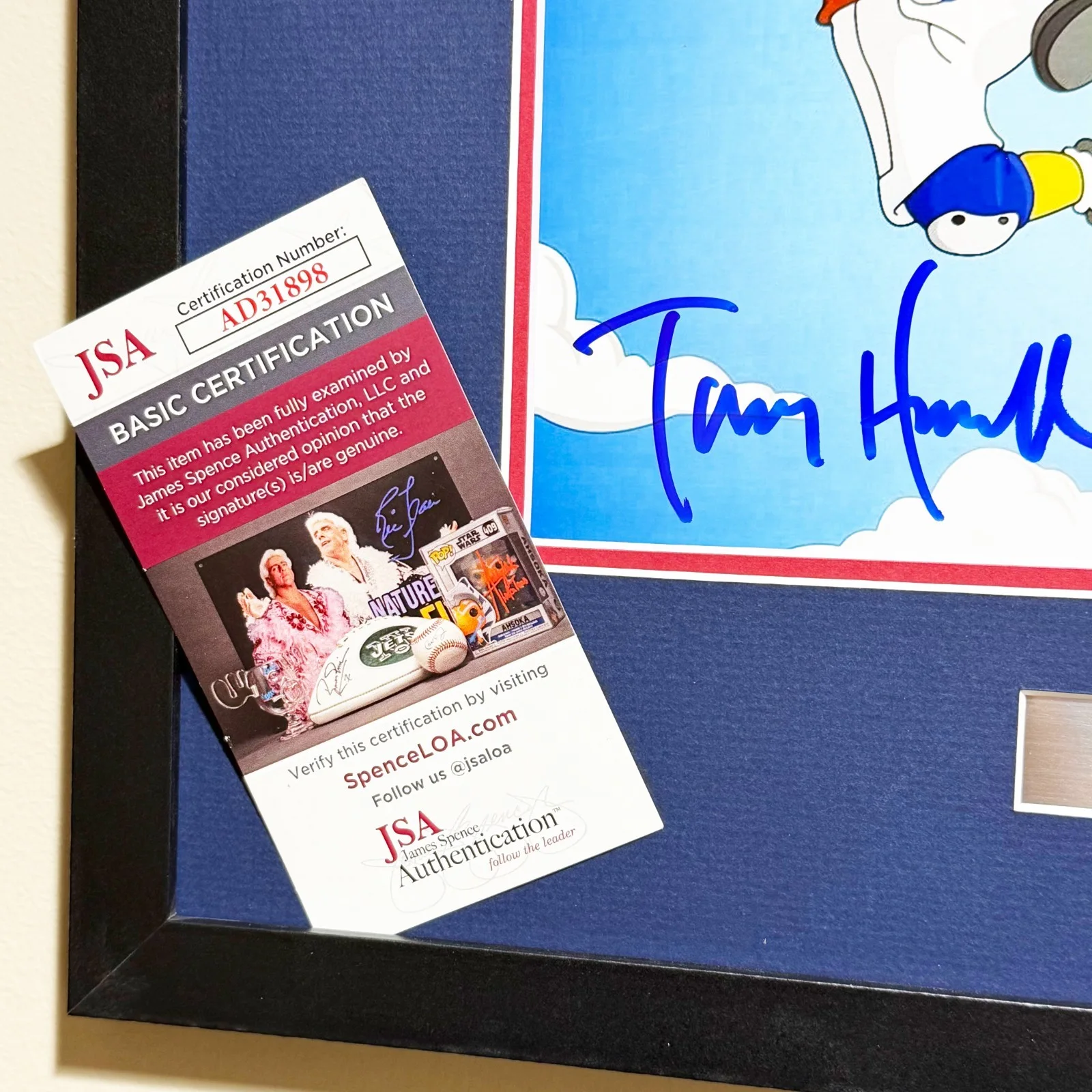 Tony Hawk — TONY HAWK SIGNED SIMPSONS PHOTO | “BARTING OVER” S14 E11 | FRAMED | JSA COA, image 4