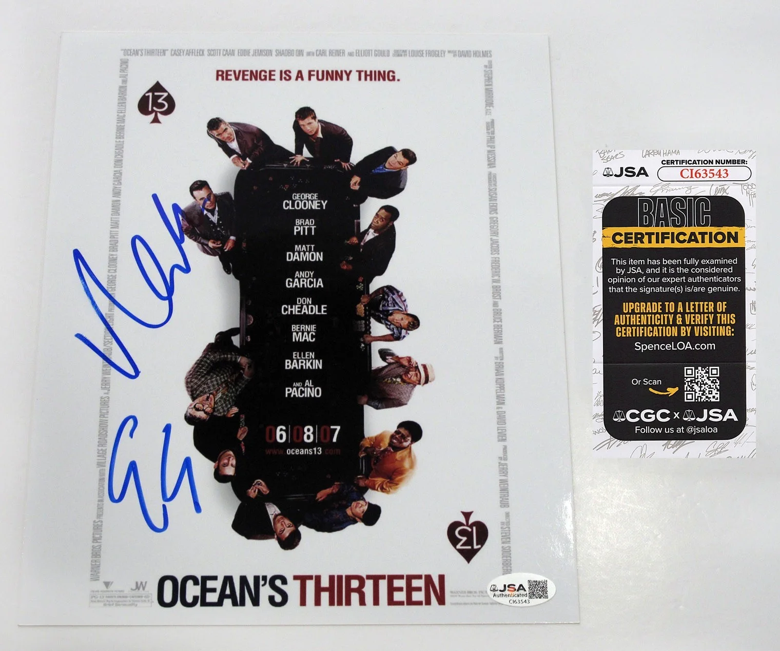 GEORGE CLOONEY, MATT DAMON — George Clooney & Matt Damon signed "OCEAN'S 13" 8x10 Photo PROOF a JSA COA, image 4