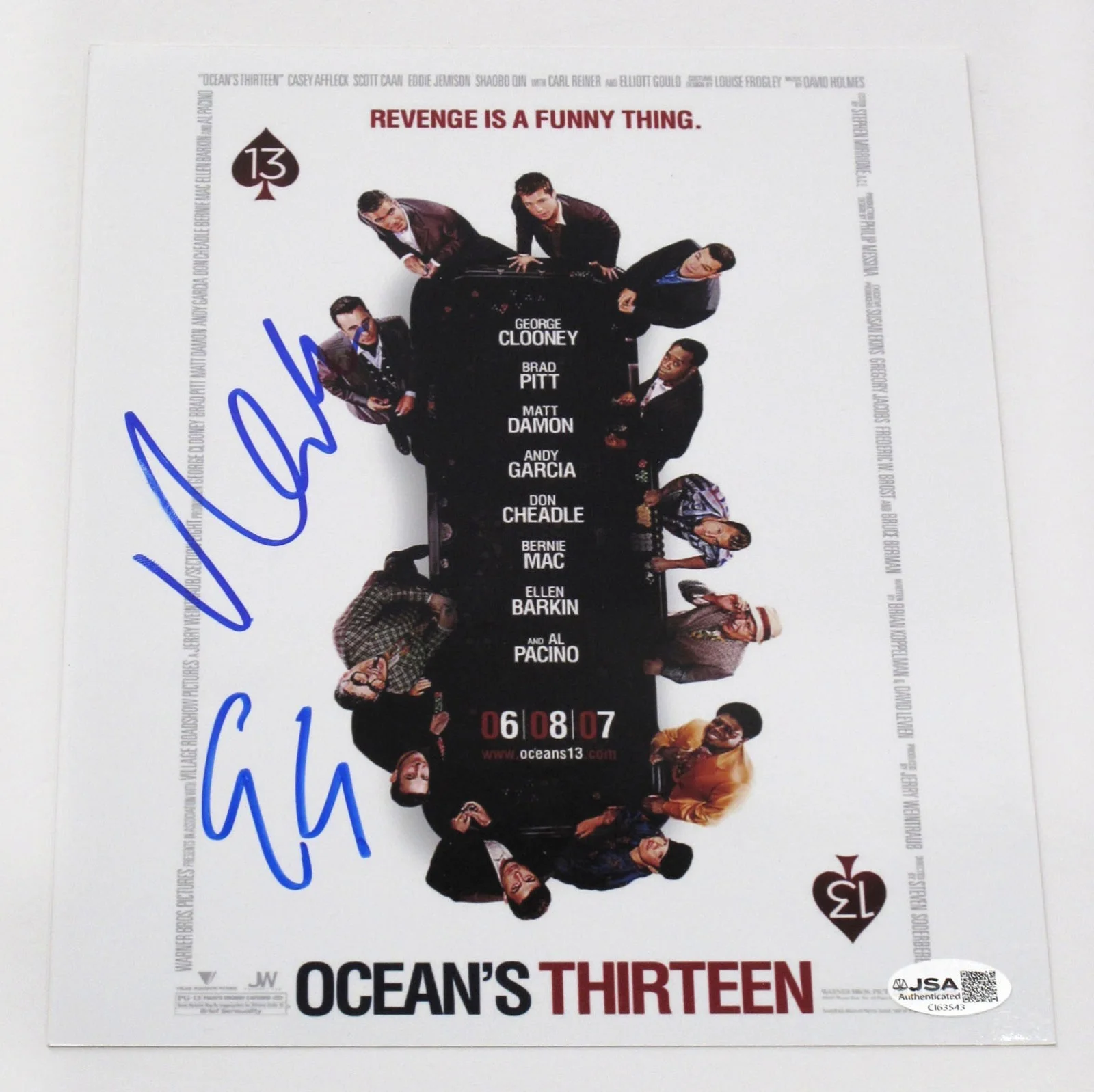 GEORGE CLOONEY, MATT DAMON — George Clooney & Matt Damon signed "OCEAN'S 13" 8x10 Photo PROOF a JSA COA, image 5