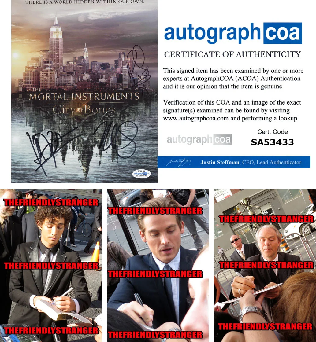 ROBERT SHEEHAN, KEVIN ZEGERS, HARALD ZWART — Robert Sheehan& Kevin Zegers signed "MORTAL INSTRUMENTS" 8x10 Photo PROOF b ACOA