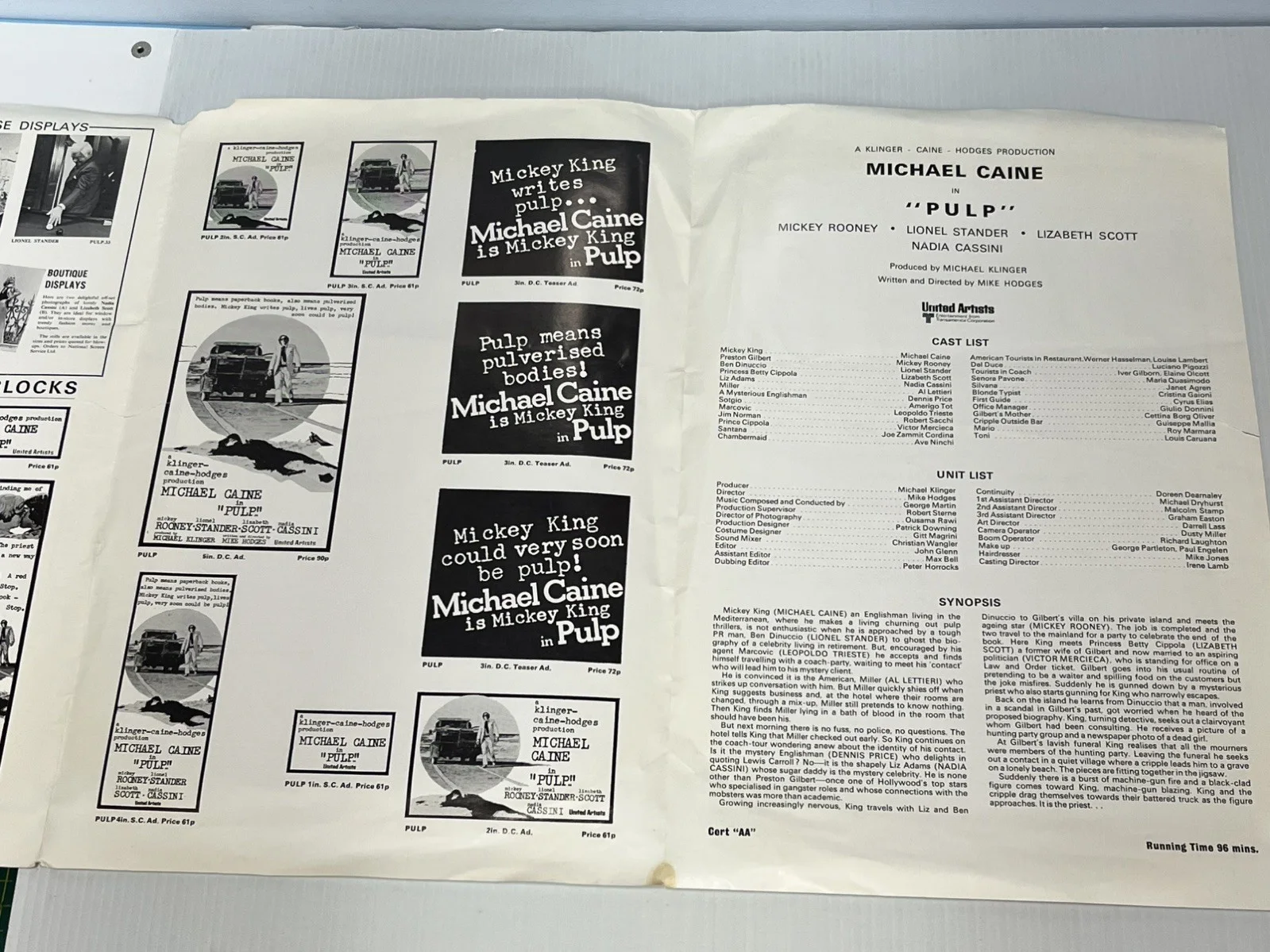Pulp Official Exhibitors Campaign Book Michael Caine, image 2
