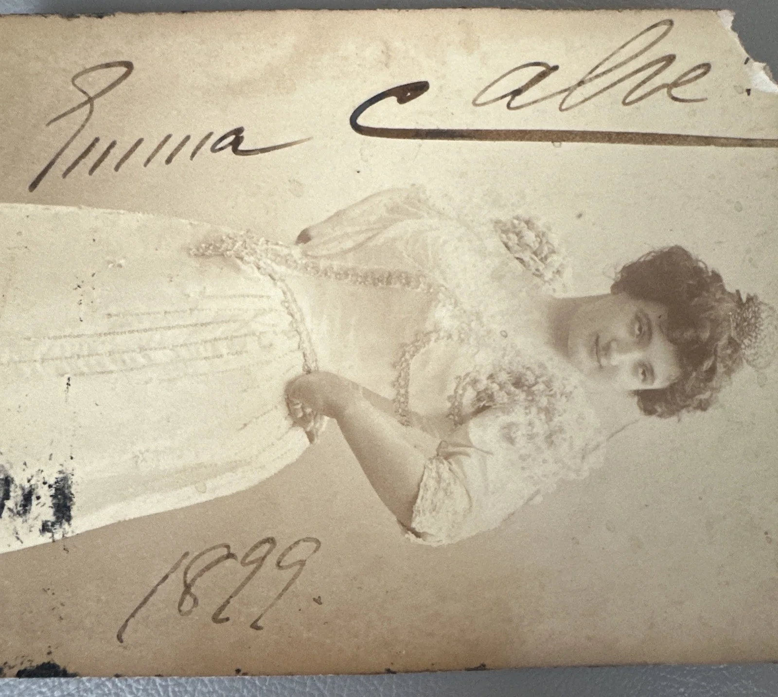 EMMA CALVE Opera Soprano Singer AUTOGRAPH Signed Cabinet Card 1899 - RARE!, image 3