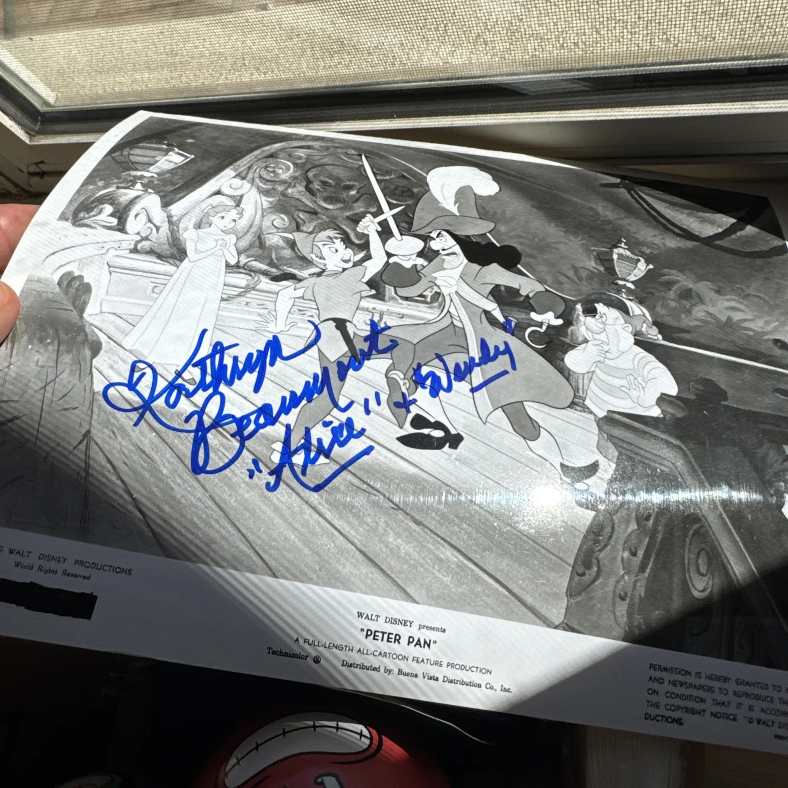Kathryn Beaumont — Kathryn Beaumont Peter Pan ORIGINAL Signed Lobby Card w COA Disney, image 3