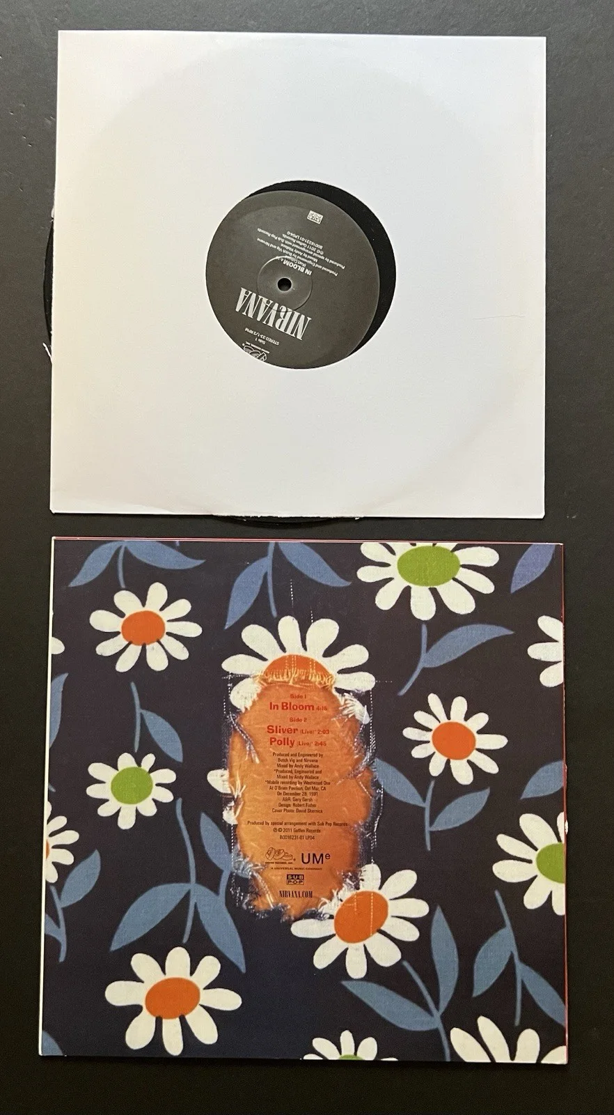 Authentic Autographed Nirvana In Bloom EP 45 album record signed Krist Butch Vig, image 2