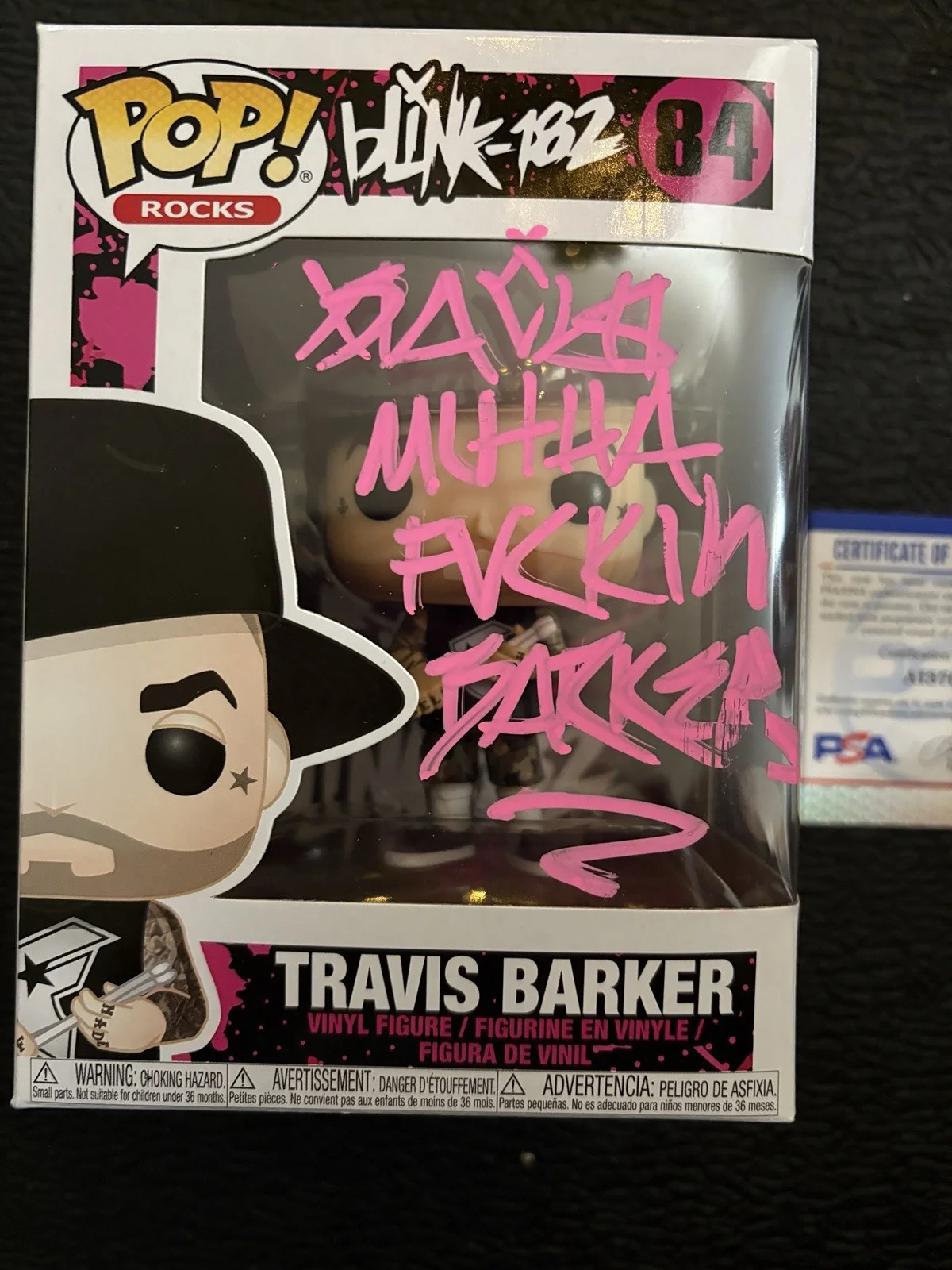 blink-182 Travis Barker Signed Funko Pop PSA Authenticated In Protector, image 2