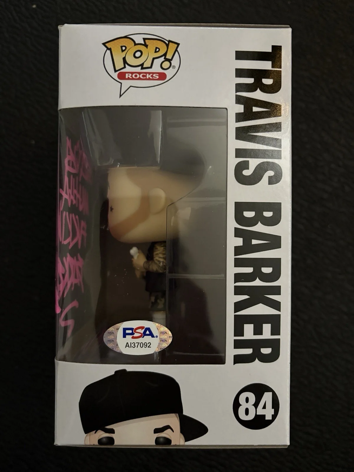 blink-182 Travis Barker Signed Funko Pop PSA Authenticated In Protector, image 3
