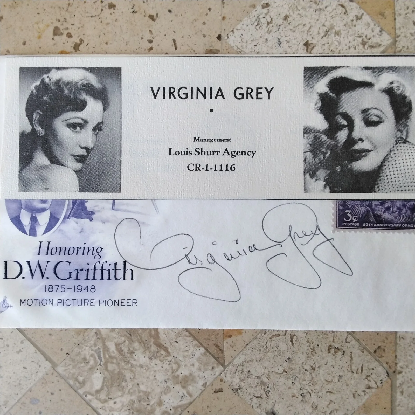 Virginia Grey SIGNED 1975 1st Day Envelope Movie TV Actress MGM Starlet Thin Man, image 2