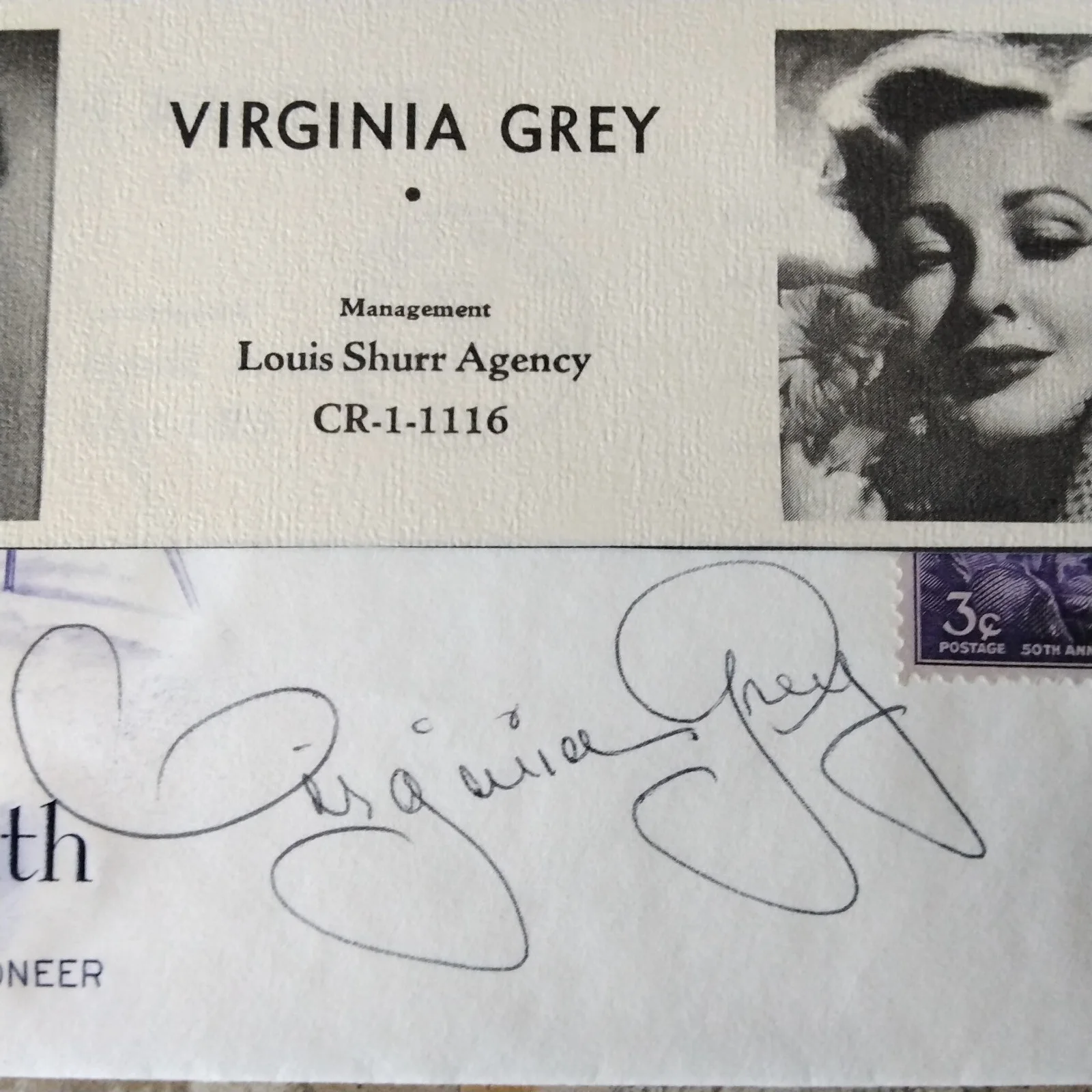 Virginia Grey SIGNED 1975 1st Day Envelope Movie TV Actress MGM Starlet Thin Man, image 3