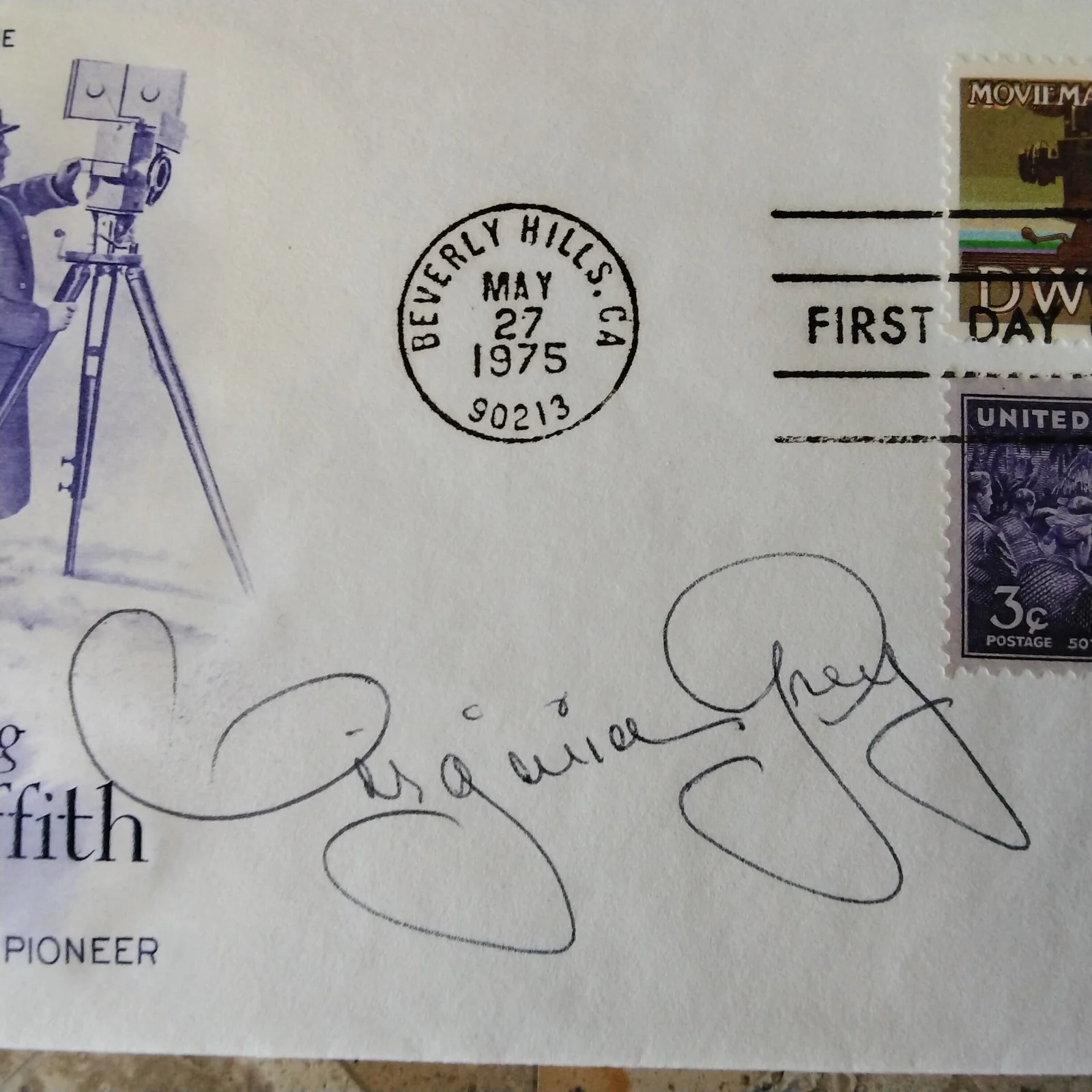 Virginia Grey SIGNED 1975 1st Day Envelope Movie TV Actress MGM Starlet Thin Man, image 4