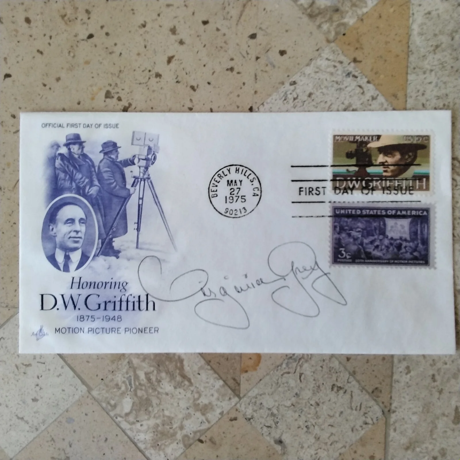 Virginia Grey SIGNED 1975 1st Day Envelope Movie TV Actress MGM Starlet Thin Man, image 5