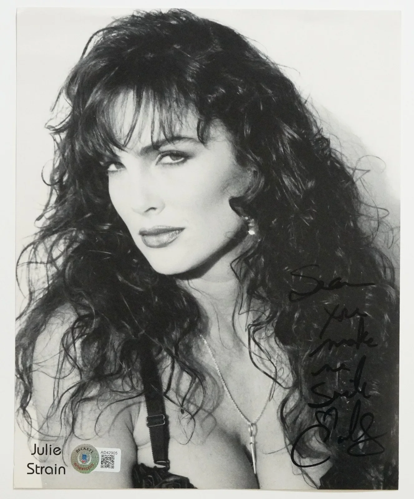 Julie Strain — Julie Strain Signed 8x10 Photo BAS COA Sex Symbol Scream Queen B&W Picture Auto, изображение 3