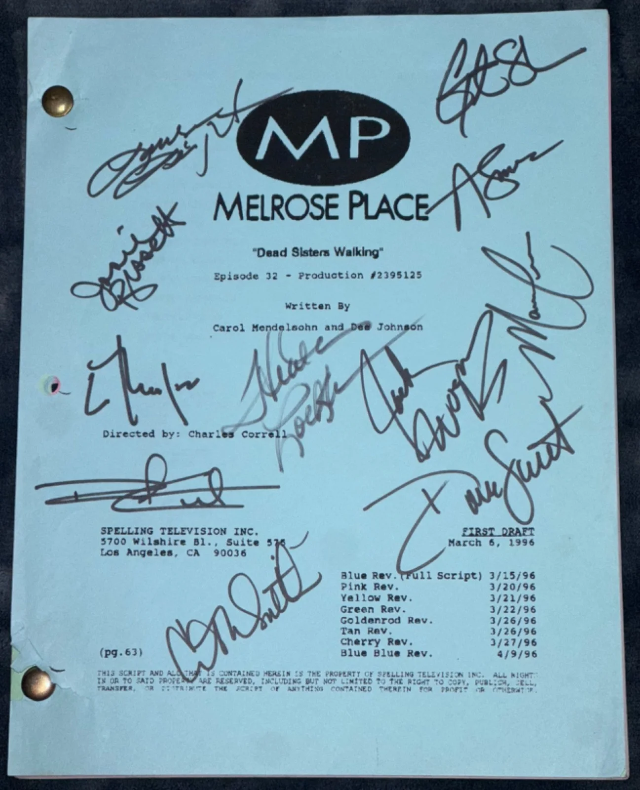 Heather Locklear — Signed Melrose Place Cast by 11 Original MP TV Show Full Script Autographed JSA