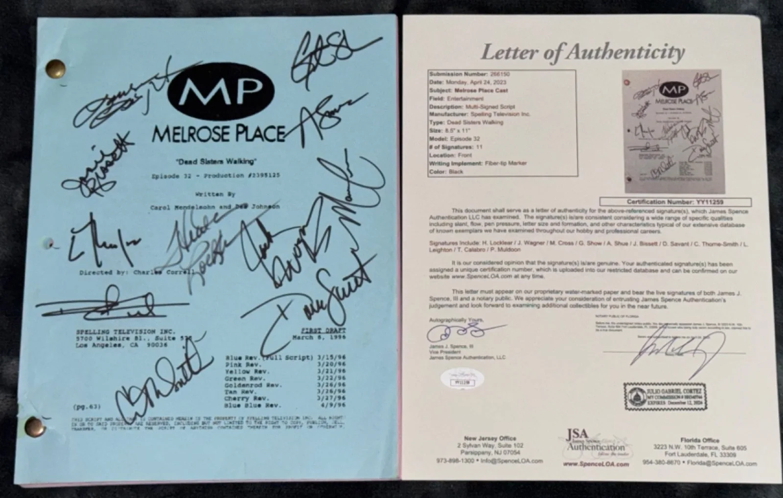 Heather Locklear — Signed Melrose Place Cast by 11 Original MP TV Show Full Script Autographed JSA, image 2