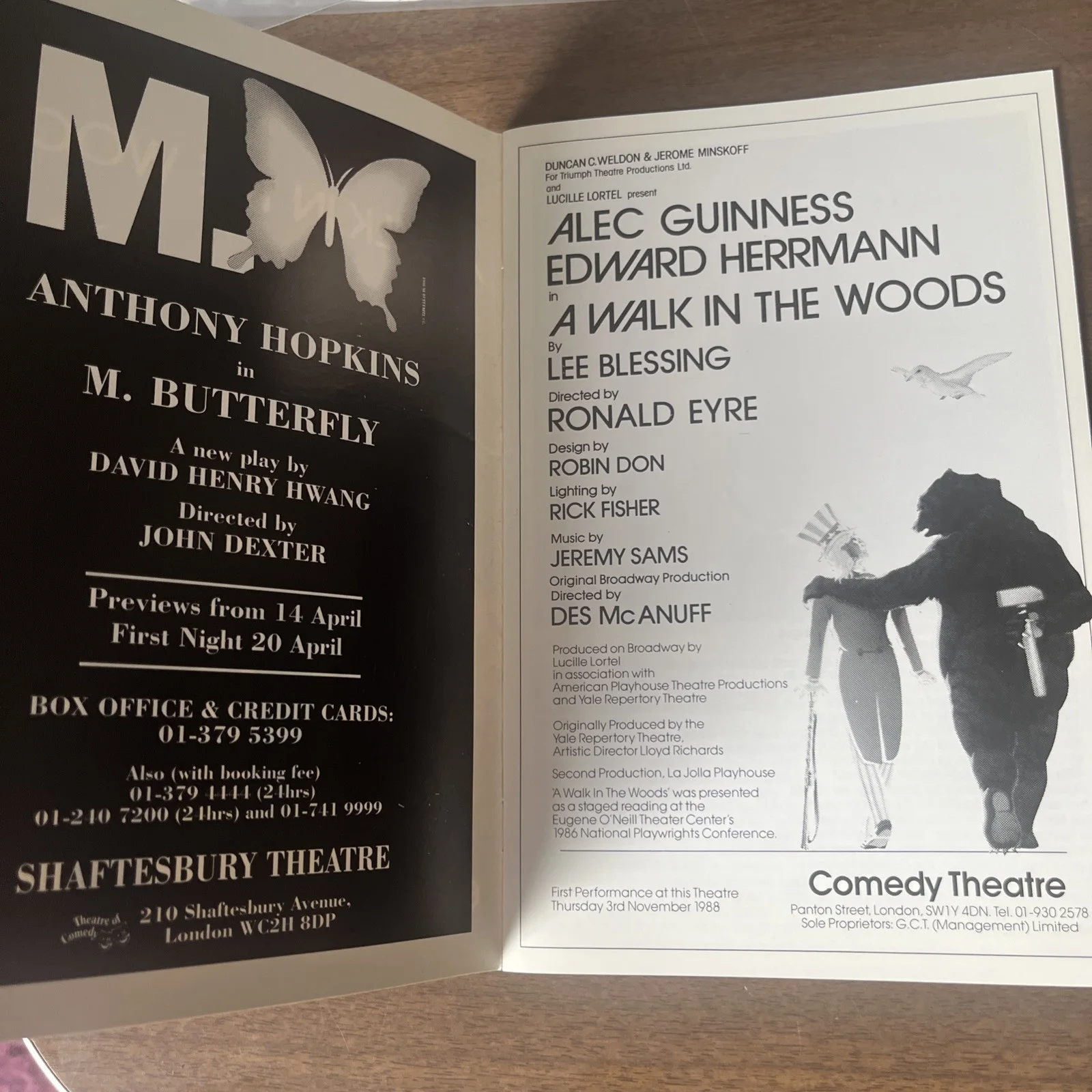 Signed Alec Guinness Edward Herrmann Theatre A Walk In The Woods Autograph Sign, изображение 2