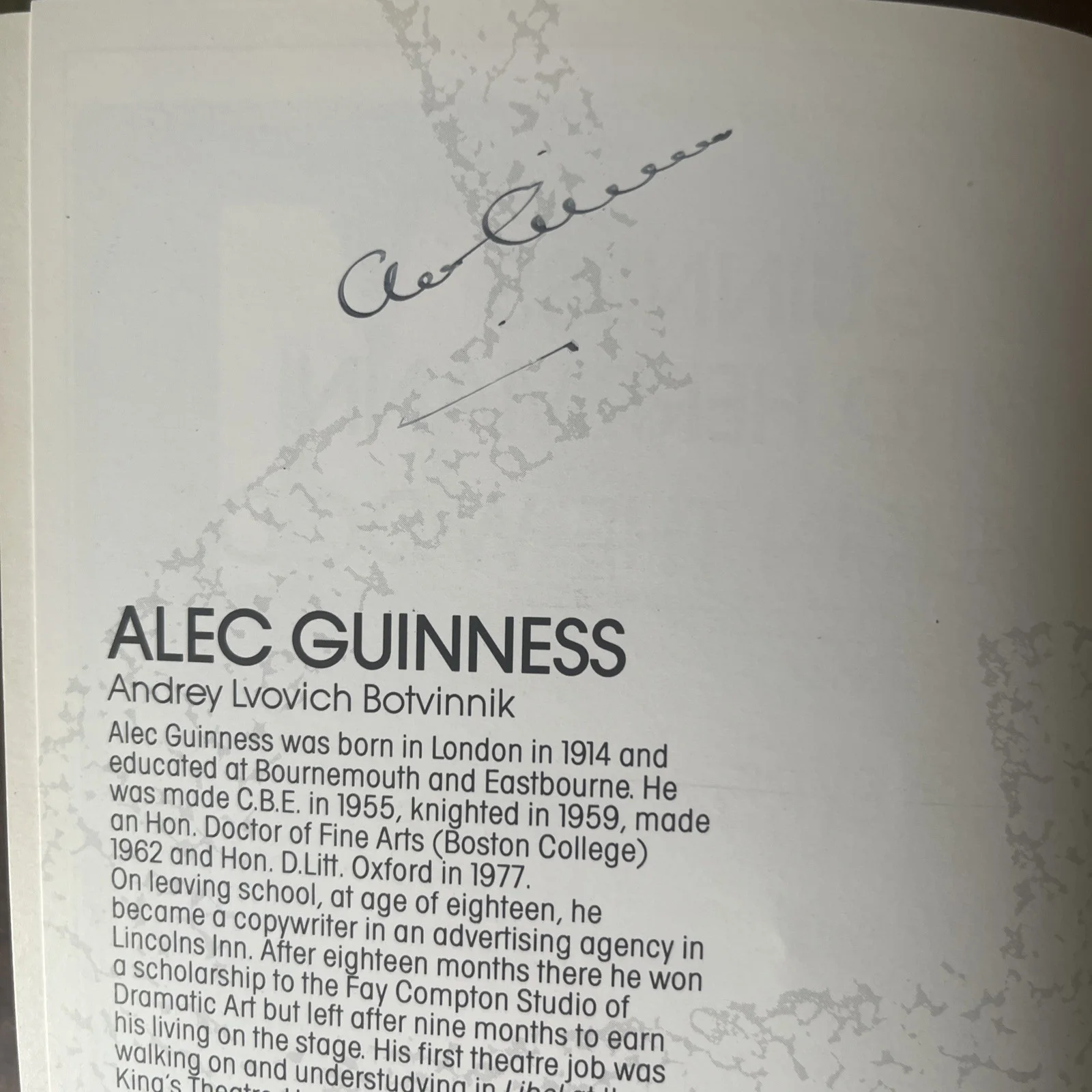 Signed Alec Guinness Edward Herrmann Theatre A Walk In The Woods Autograph Sign, изображение 4
