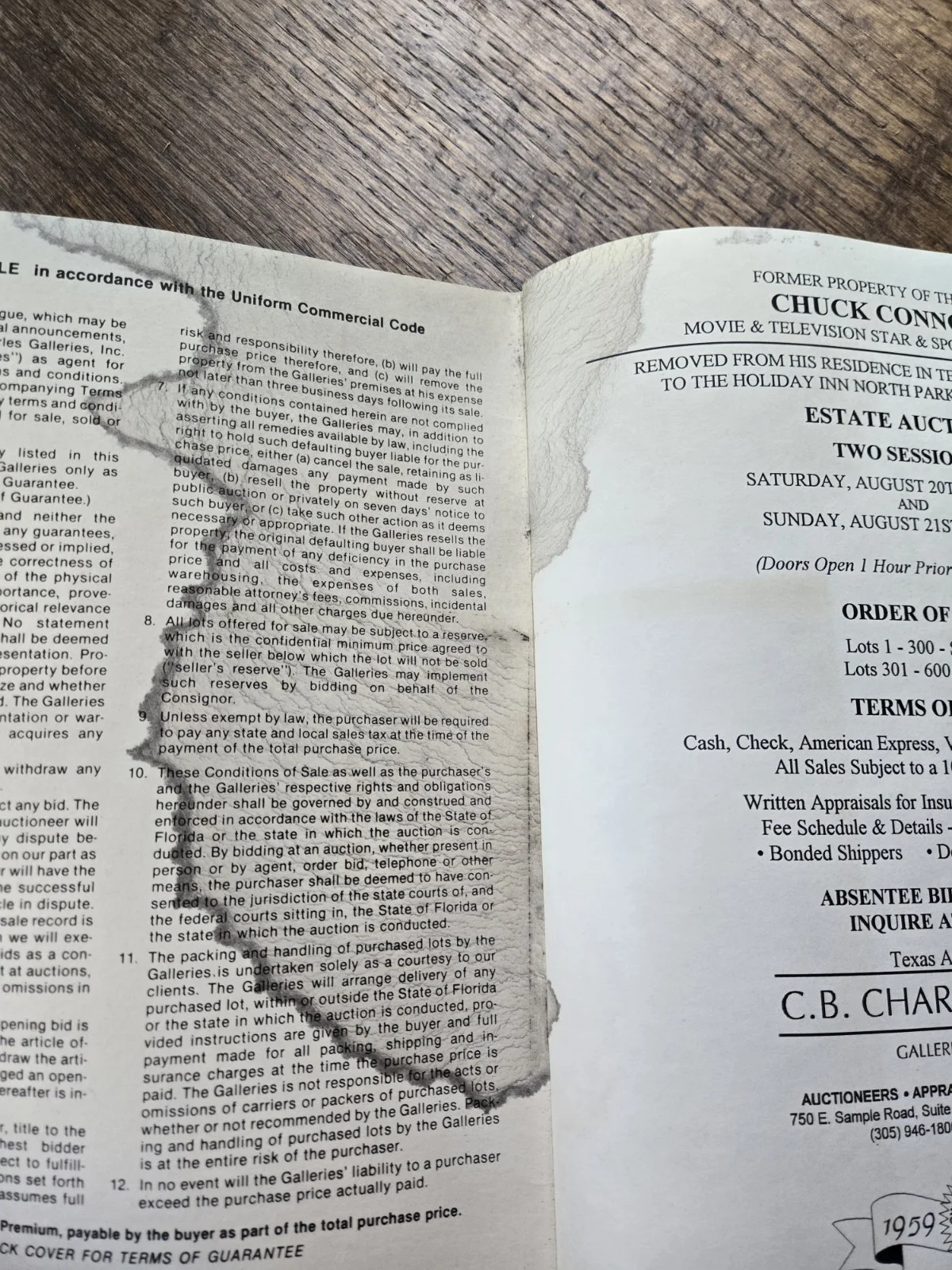 Chuck Connors Estate Sale Inventory Booklet. VERY RARE!!, image 2