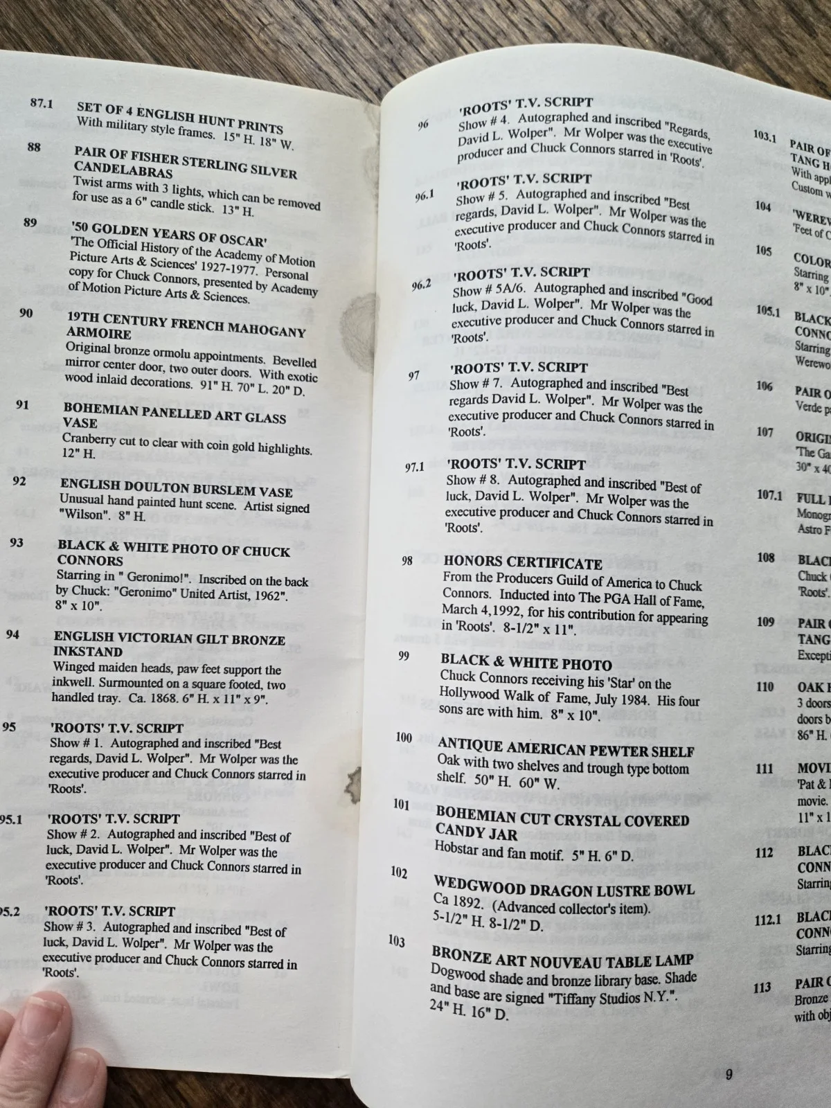 Chuck Connors Estate Sale Inventory Booklet. VERY RARE!!, image 5