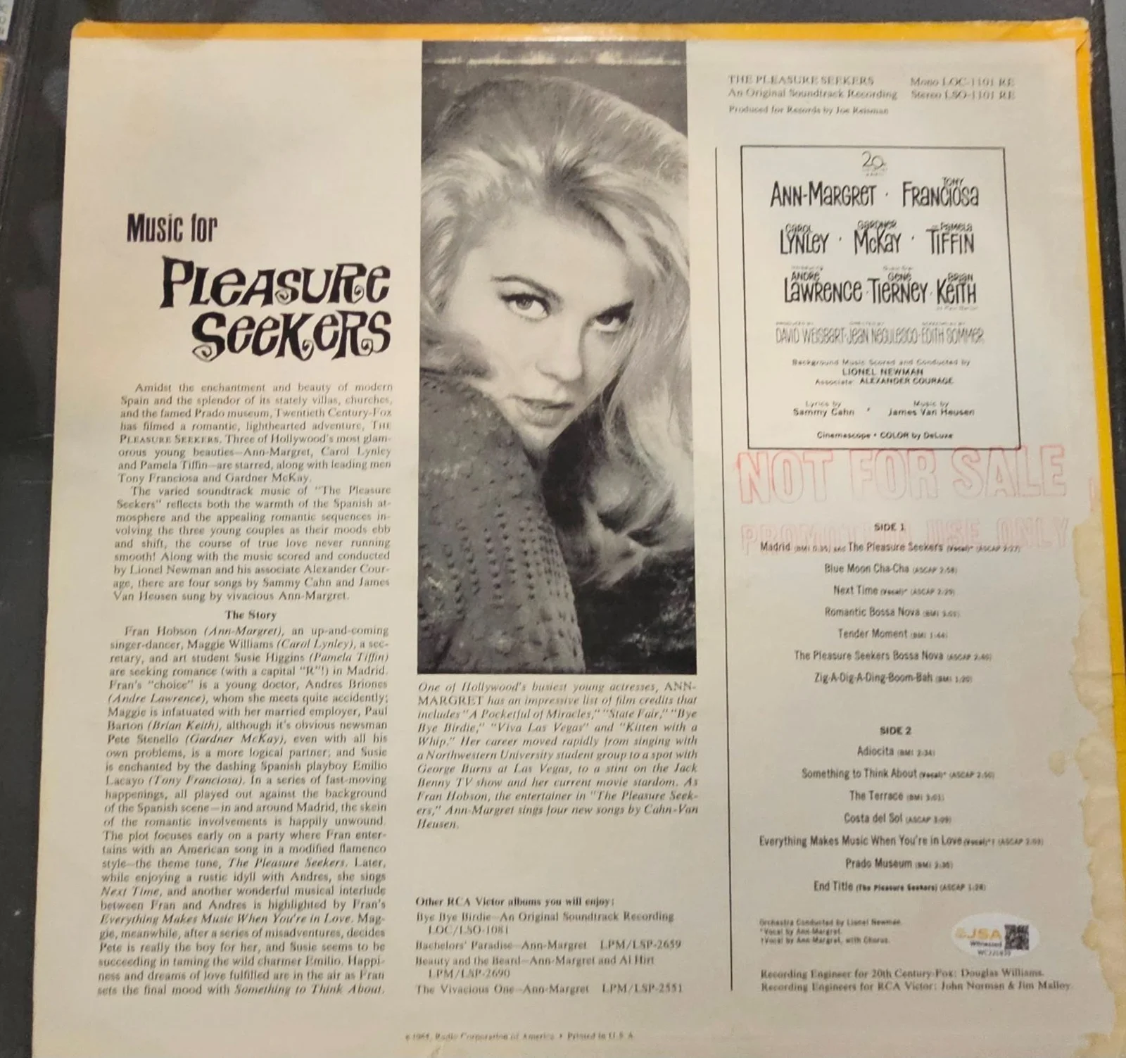 ANN-MARGRET — ANN-MARGRET Signed ORGINAL VIYNL RECORD Autograph JSA COA CERT, image 2