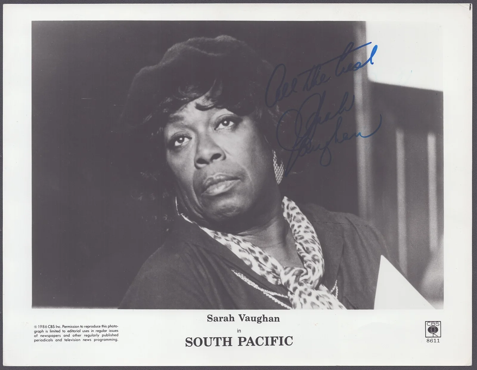 Sarah Vaughan — SARAH VAUGHAN - PHOTOGRAPH SIGNED