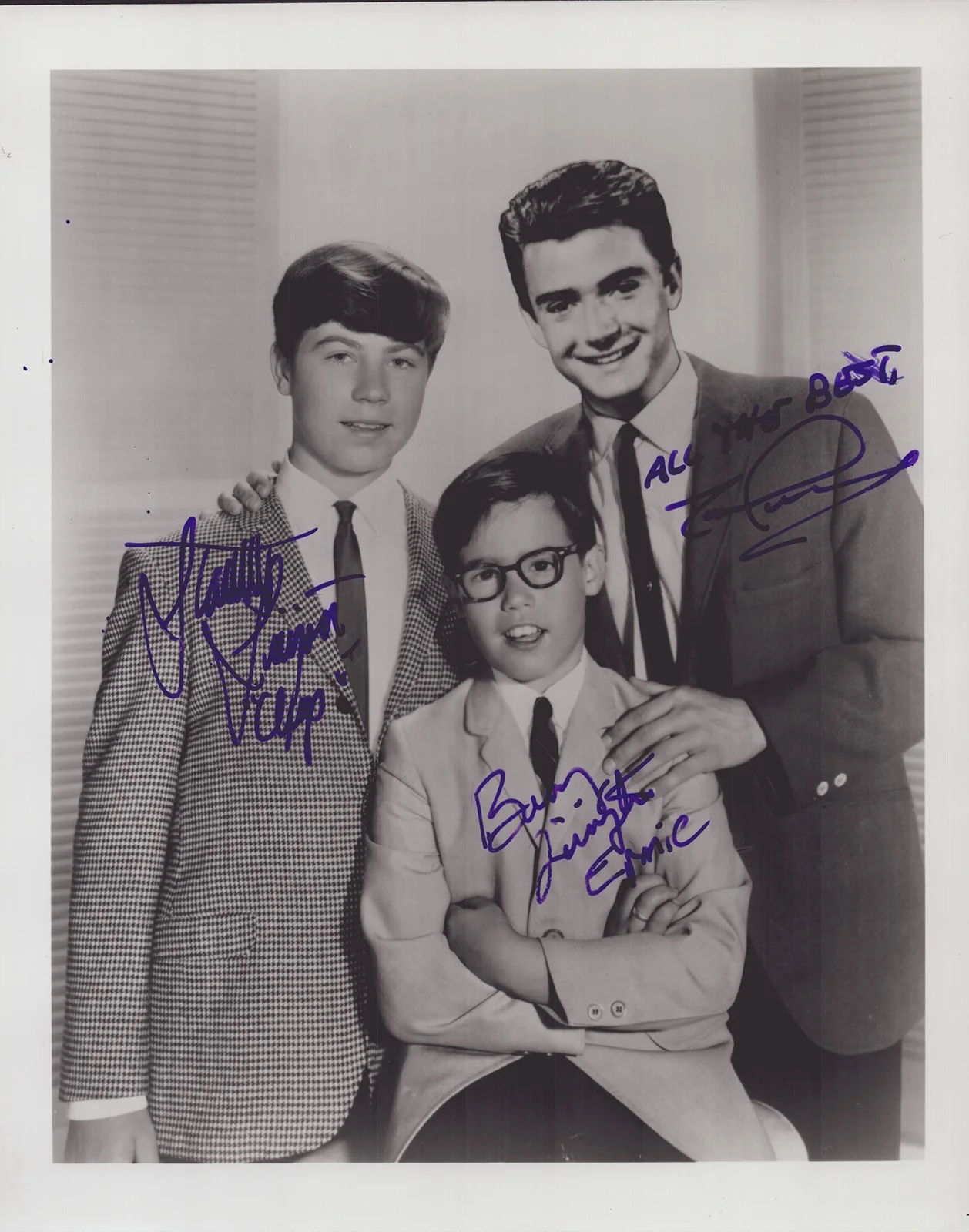 Tim Considine, Barry Livingston, Stanley Livingston — MY THREE SONS TV CAST - PHOTOGRAPH SIGNED WITH CO-SIGNERS