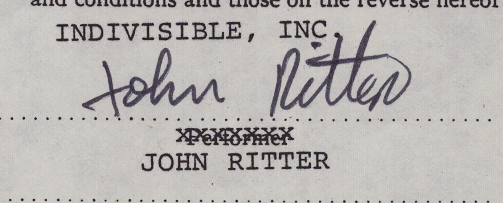 John Ritter — JOHN RITTER - CONTRACT SIGNED, image 2