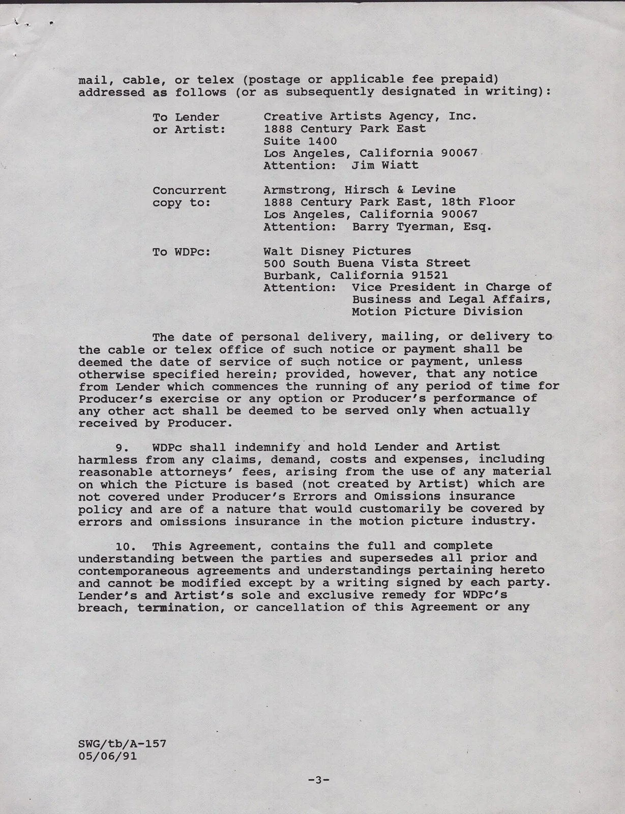 Michael Caine — MICHAEL CAINE - DOCUMENT DOUBLE SIGNED 01/28/1991, image 3