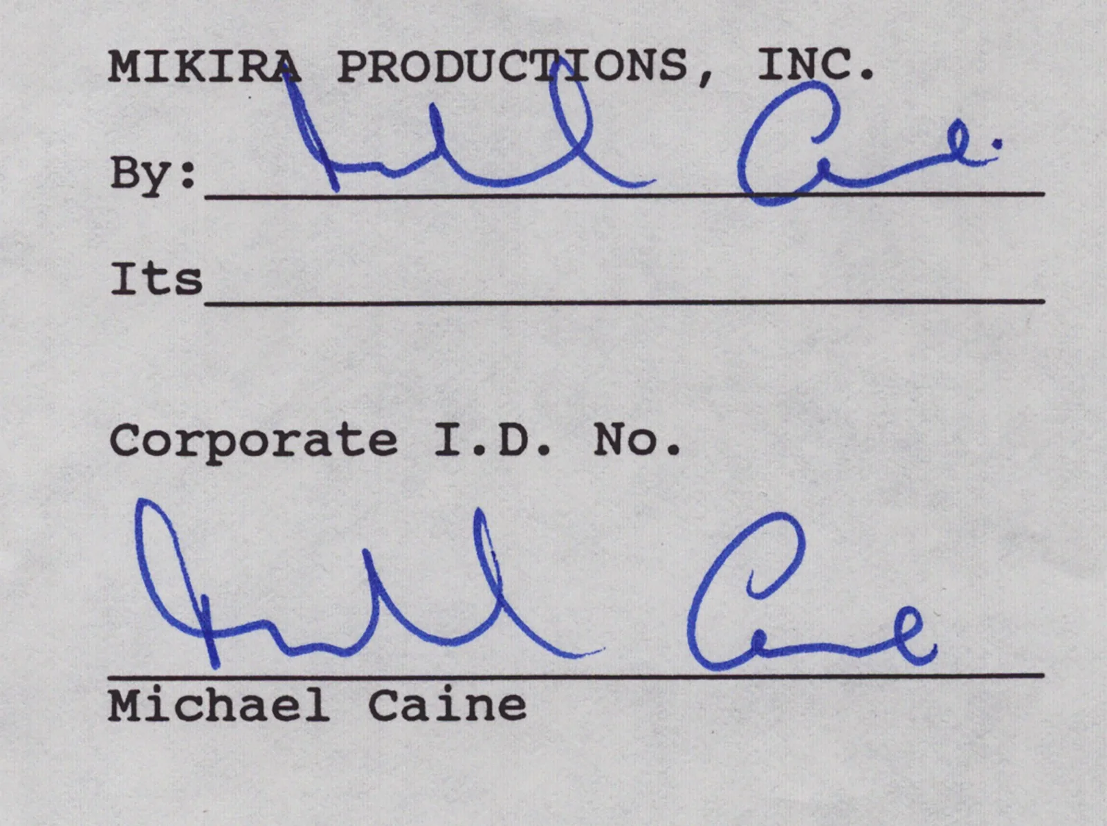 Michael Caine — MICHAEL CAINE - DOCUMENT DOUBLE SIGNED 01/28/1991, image 5