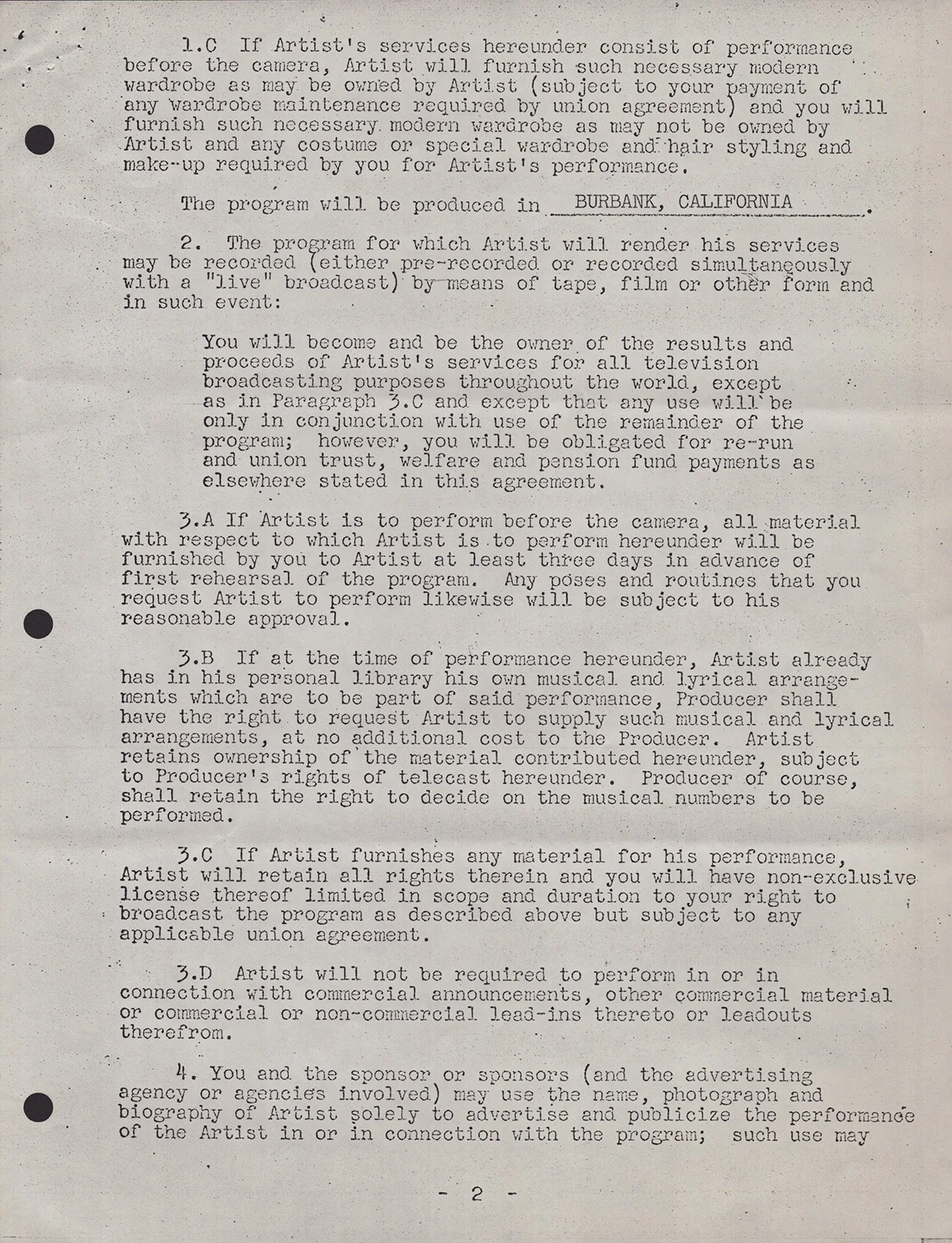 Tony Bennett — TONY BENNETT - DOCUMENT DOUBLE SIGNED 09/26/1969, image 2