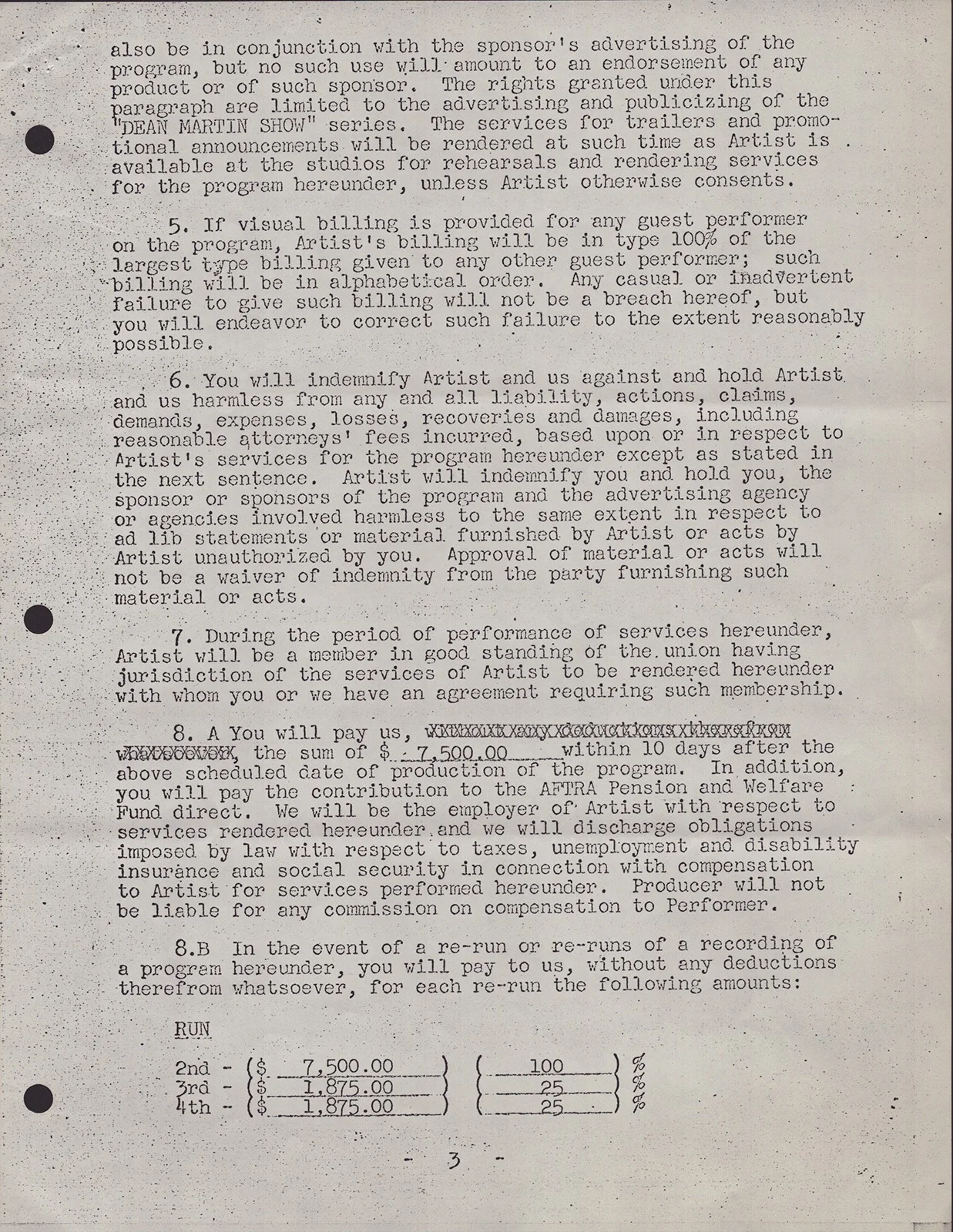 Tony Bennett — TONY BENNETT - DOCUMENT DOUBLE SIGNED 09/26/1969, image 3
