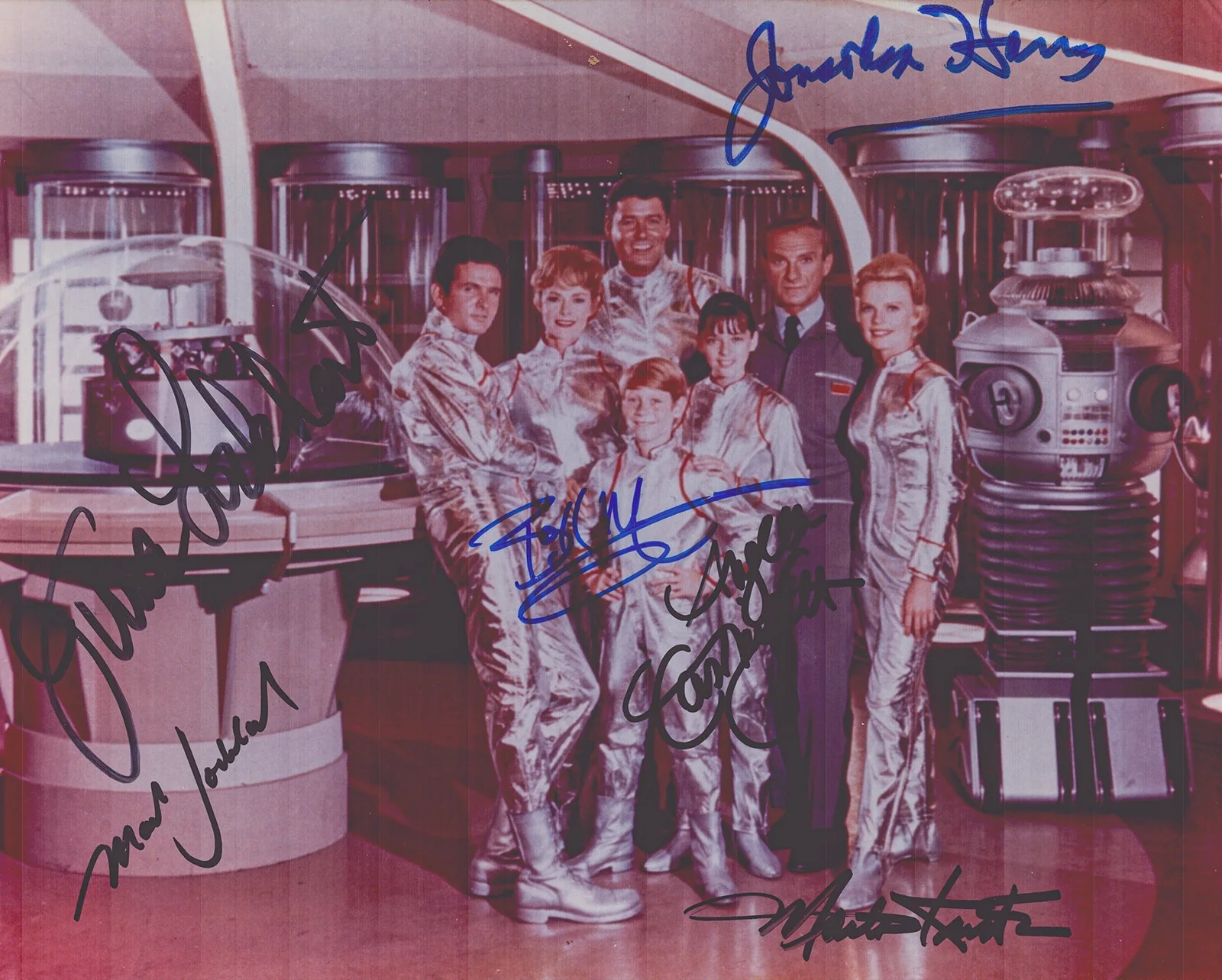 Marta Kristen, Jonathan Harris, Angela Cartwright — LOST IN SPACE TV CAST - AUTOGRAPHED SIGNED PHOTOGRAPH WITH CO-SIGNERS