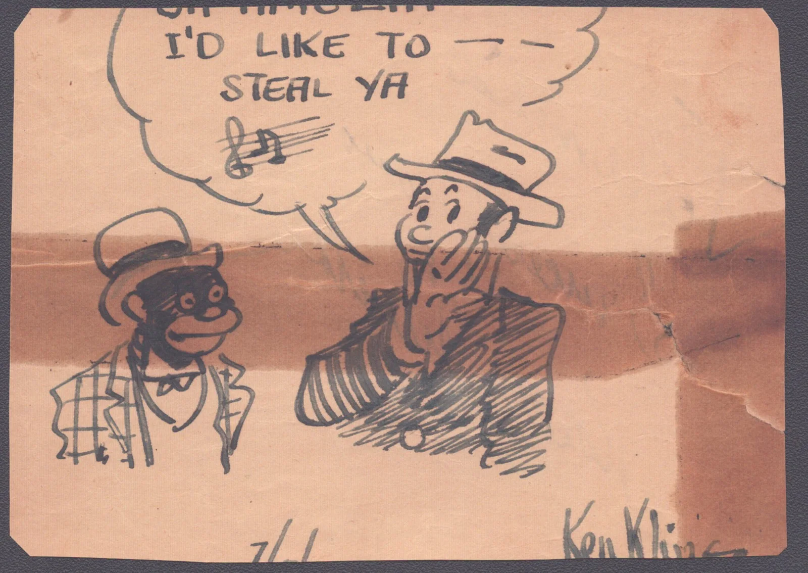 Roscoe Arbuckle, Ken Kling — ROSCOE "FATTY" ARBUCKLE - AUTOGRAPH NOTE SIGNED CO-SIGNED BY: KEN KLING, image 3