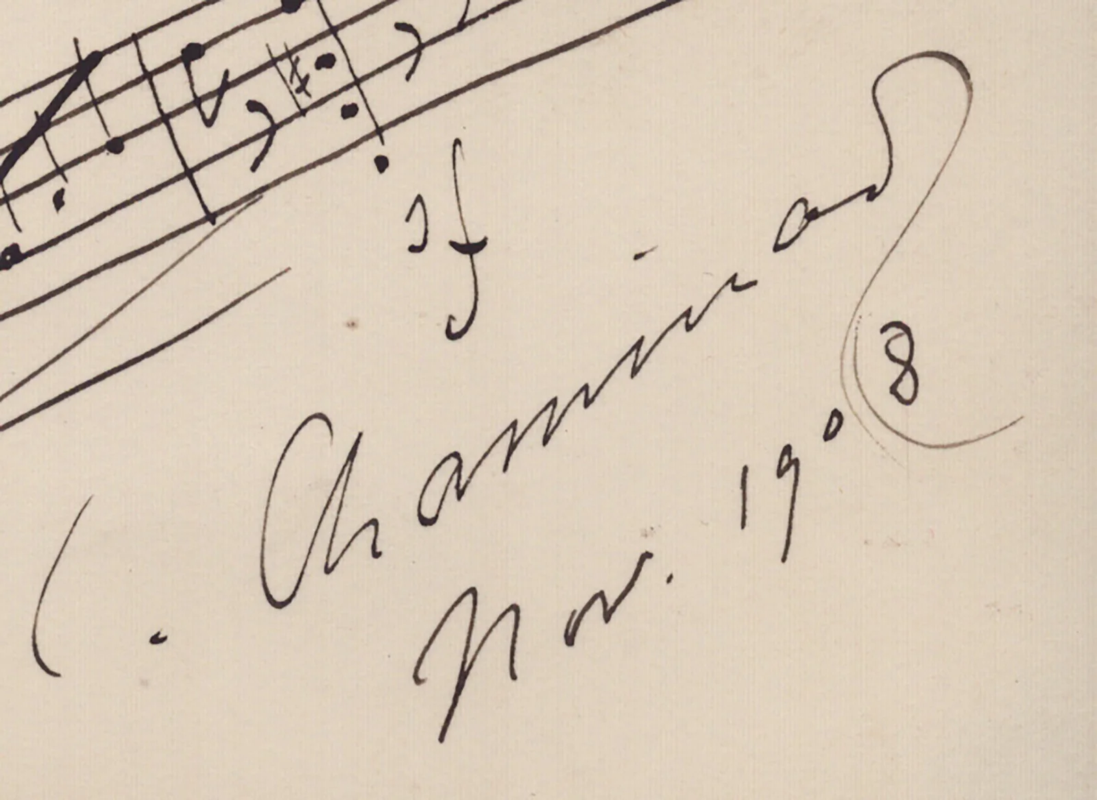 Cecile Chaminade — CECILE CHAMINADE - AUTOGRAPH MUSICAL QUOTATION SIGNED 11/1908, image 2