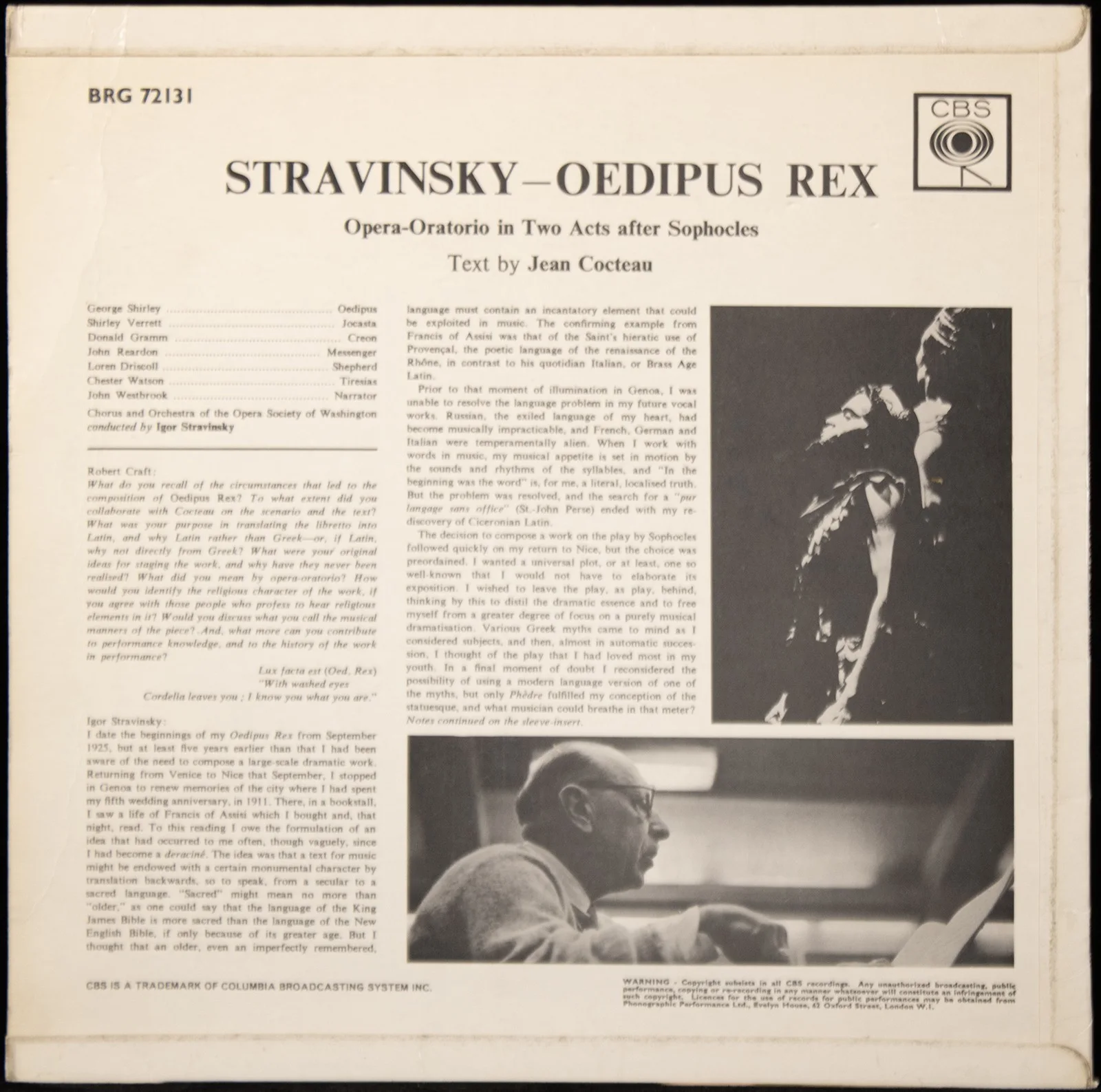 Igor Stravinsky — IGOR STRAVINSKY - INSCRIBED RECORD ALBUM SIGNED 5/1966, image 3