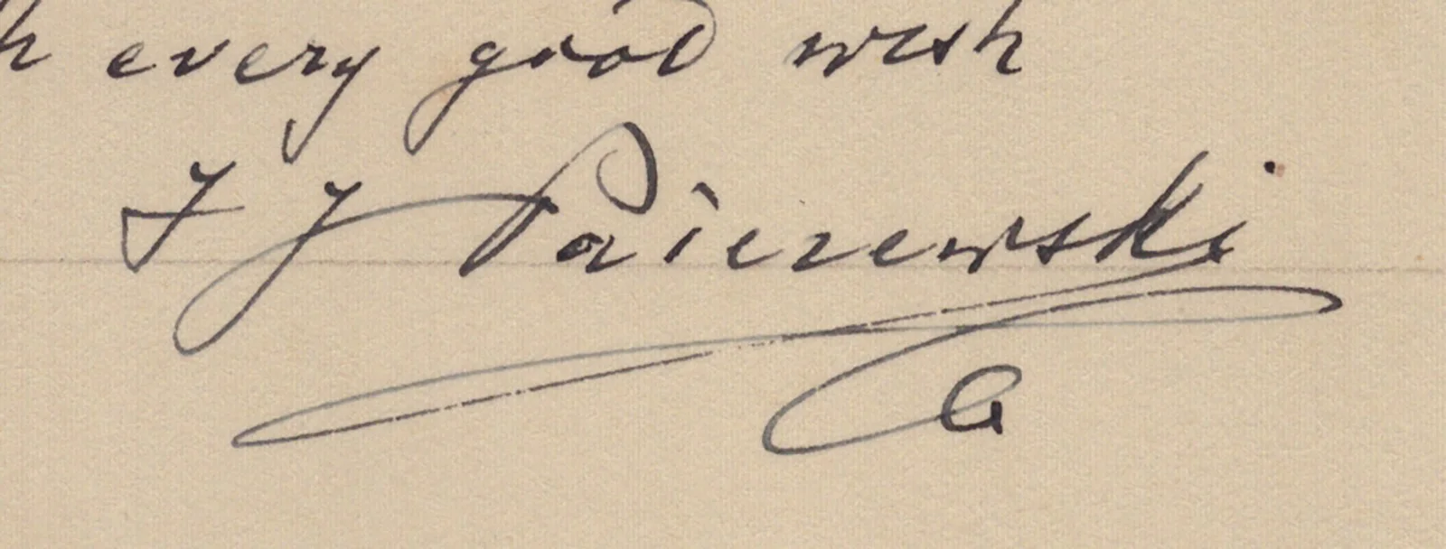 Ignacy Jan Paderewski — IGNACY JAN PADEREWSKI - AUTOGRAPH SENTIMENT SIGNED 11/21/1928, image 2