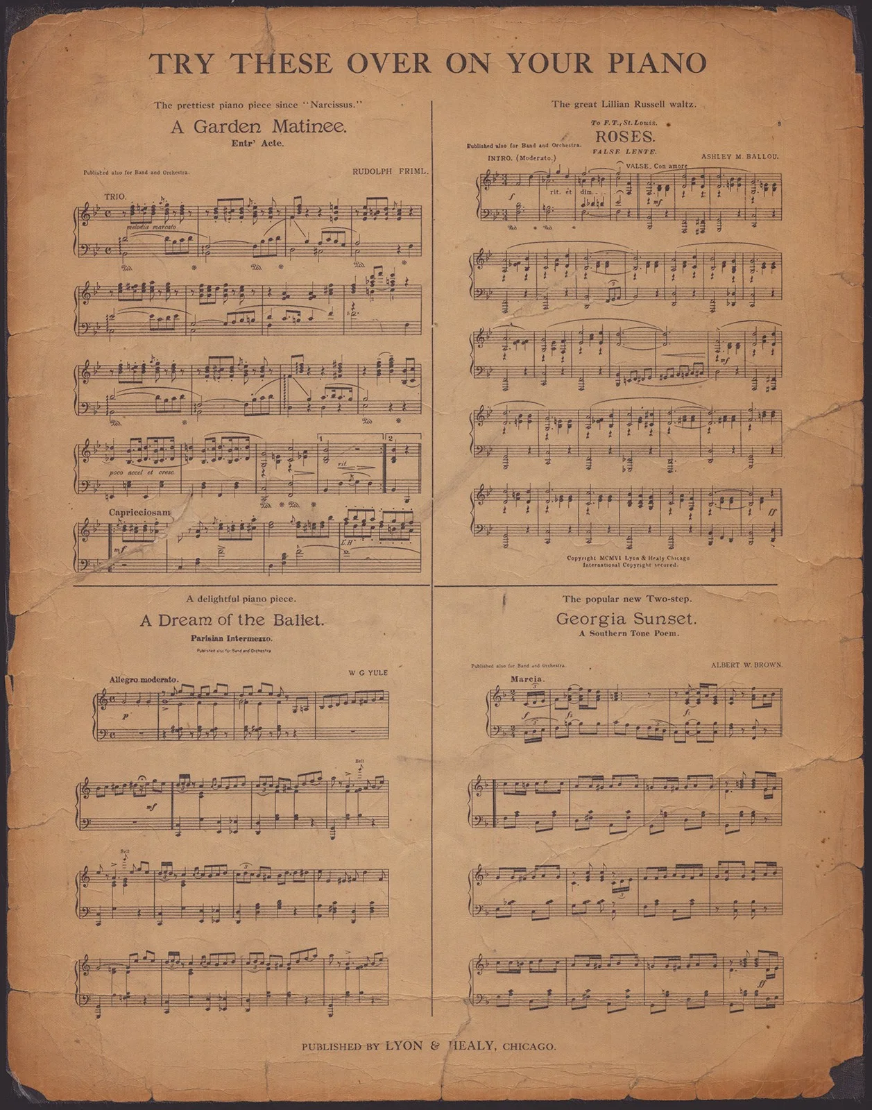 Florenz Ziegfeld Jr — FLORENZ "FLO" ZIEGFELD JR. - TYPED NOTE ON SHEET MUSIC SIGNED CIRCA 1907, изображение 3