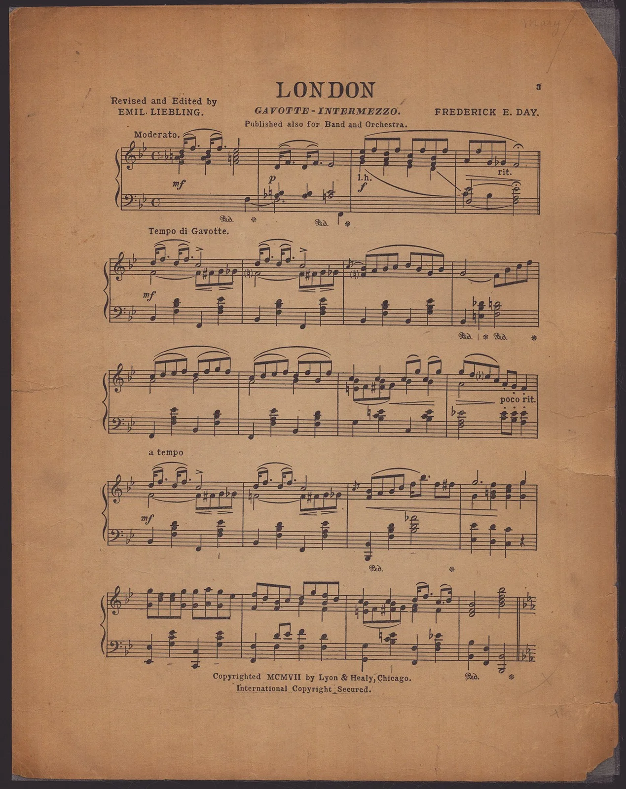 Florenz Ziegfeld Jr — FLORENZ "FLO" ZIEGFELD JR. - TYPED NOTE ON SHEET MUSIC SIGNED CIRCA 1907, изображение 4