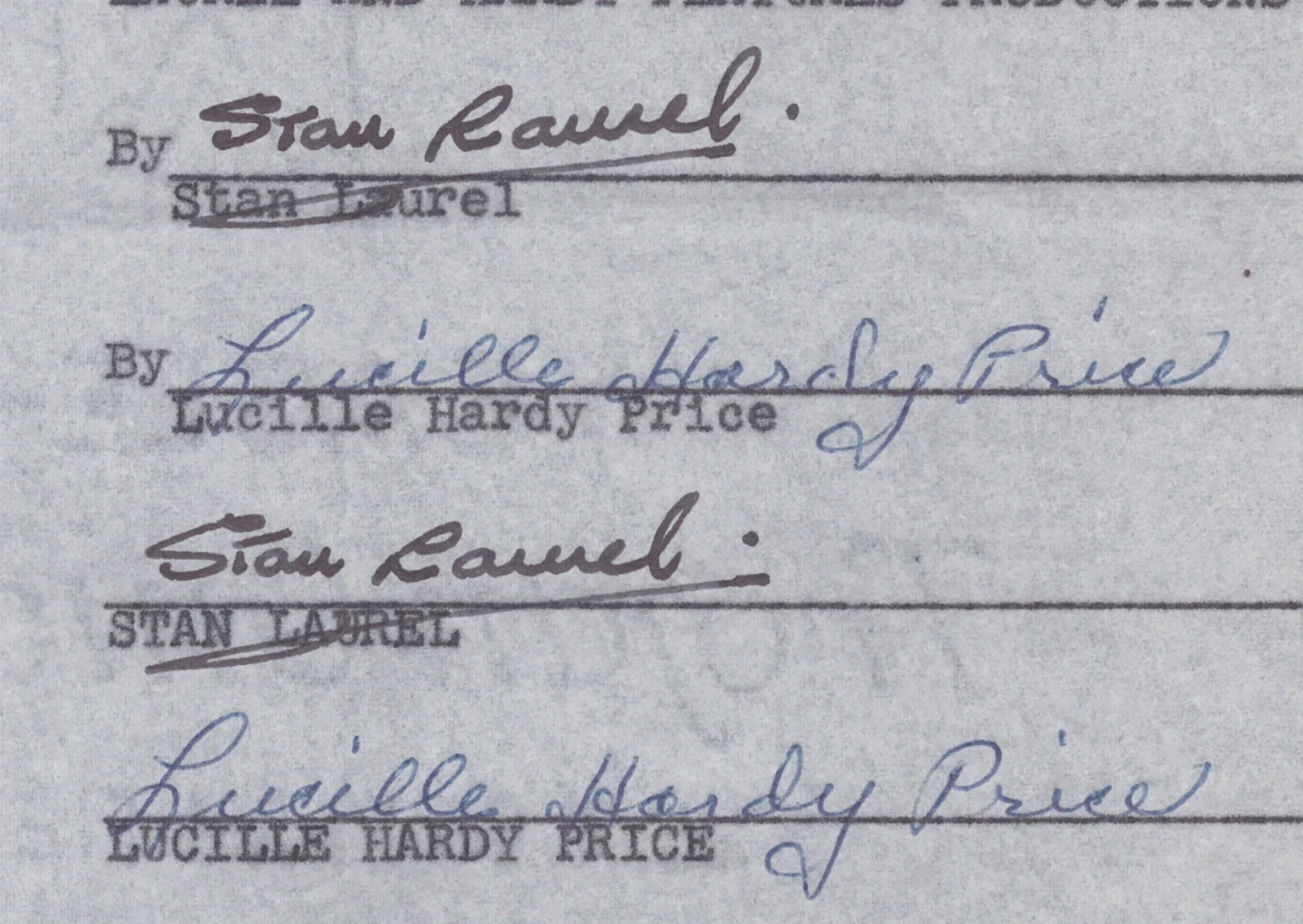 Stan Laurel, Lucille Hardy Price — LAUREL & HARDY (STAN LAUREL) - DOCUMENT SIGNED 1962 WITH CO-SIGNERS, image 3
