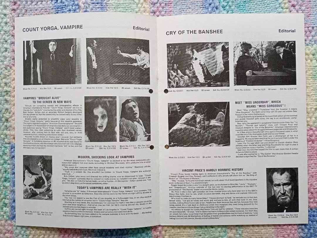 COUNT YORGA VAMPIRE / CRY OF THE BANSHEE pressbook, image 2