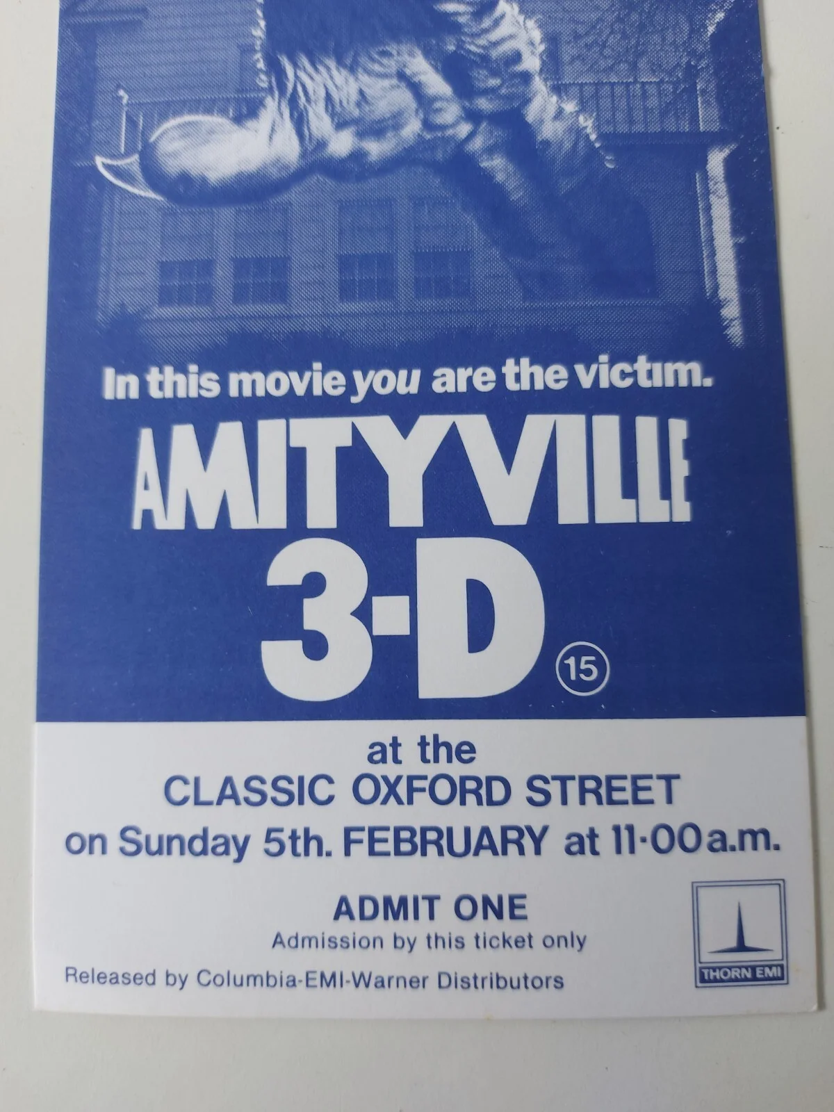 Amityville 3D UK 1983 Multi Media Screening Ticket Rare, image 2