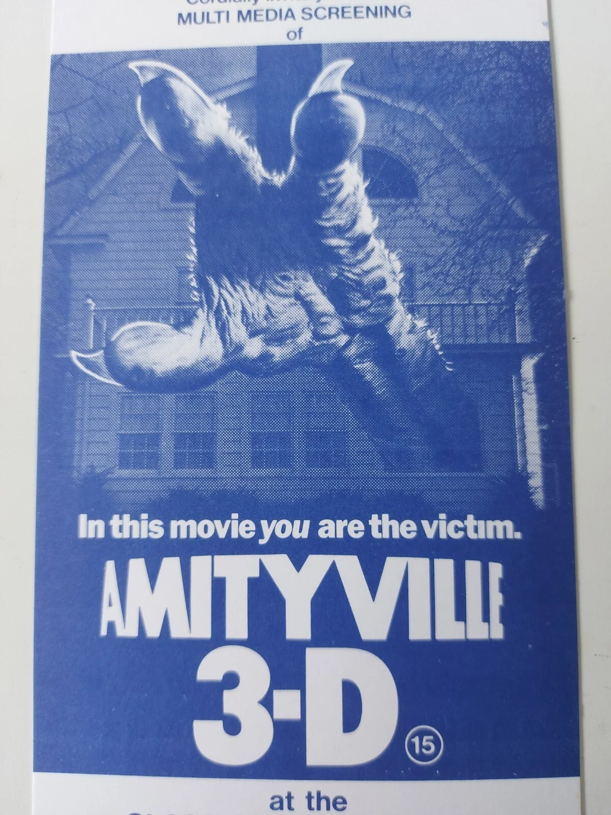 Amityville 3D UK 1983 Multi Media Screening Ticket Rare, image 3