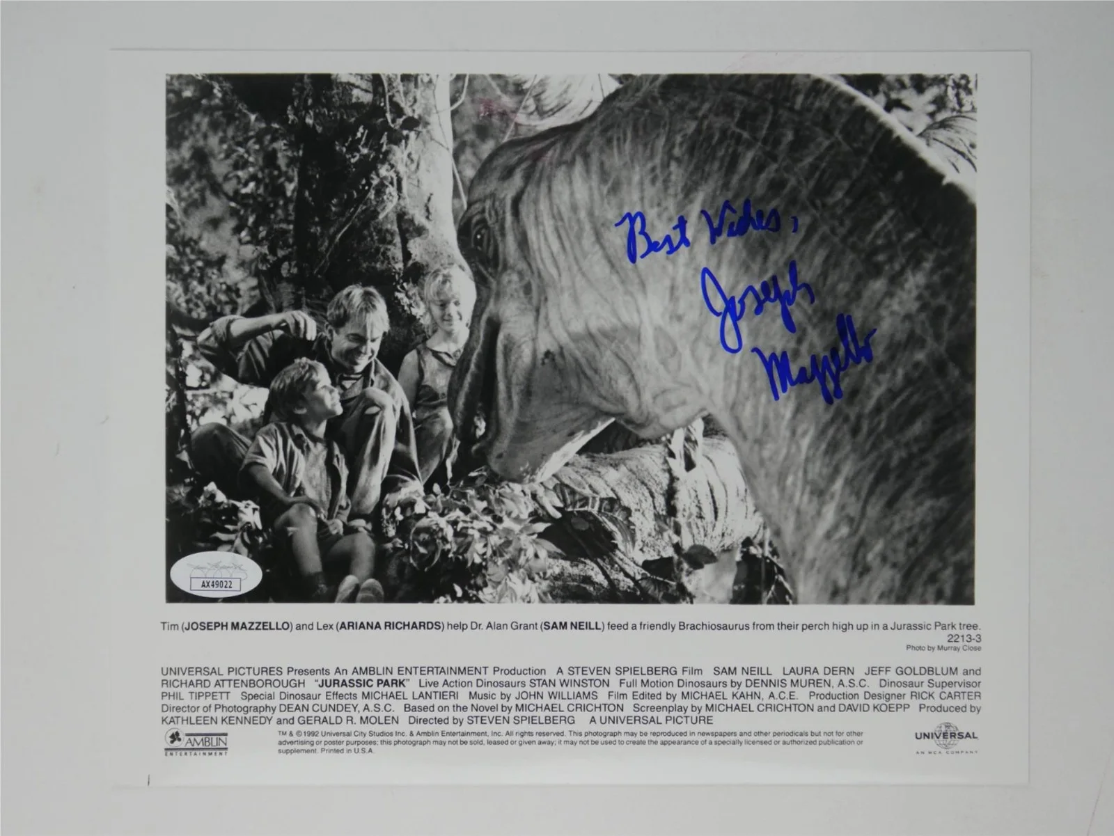 Joseph Mazzello — Joseph Mazzello Signed B&W 8x10 Promo Photo Jurassic Park Autographed JSA COA, изображение 2