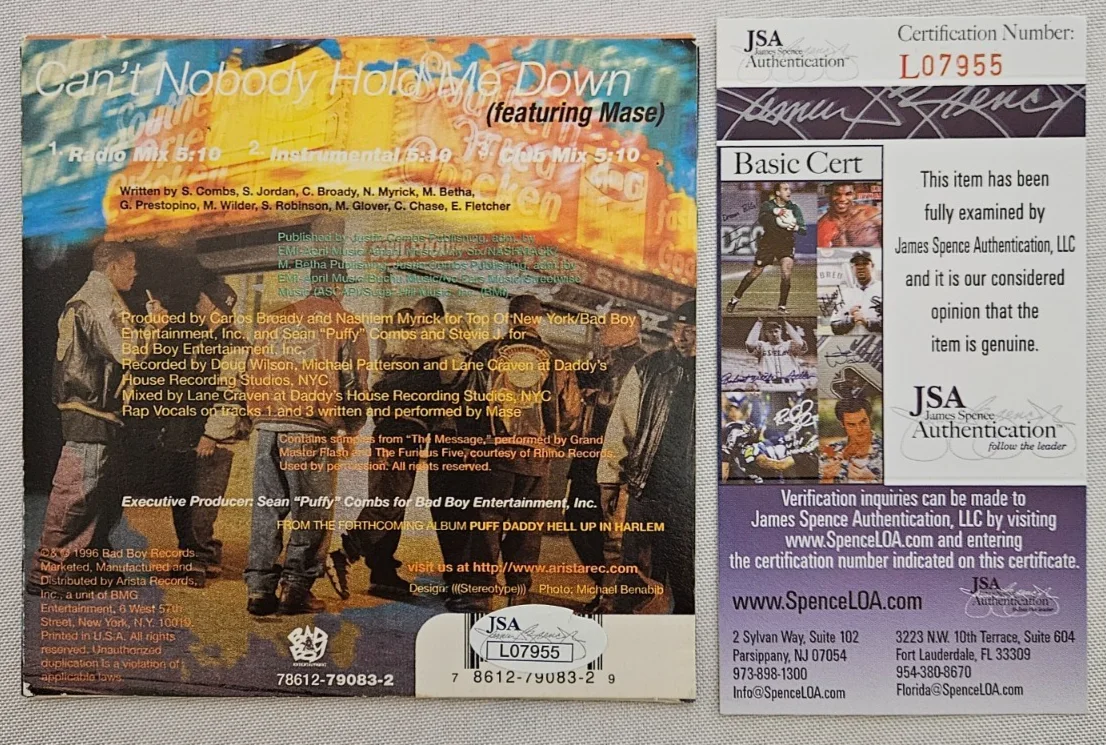 PUFF DADDY / SEAN COMBS / P DIDDY — PUFF DADDY P Diddy signed "Can't Nobody Hold Me Down" CD Jacket w/ JSA COA, image 2