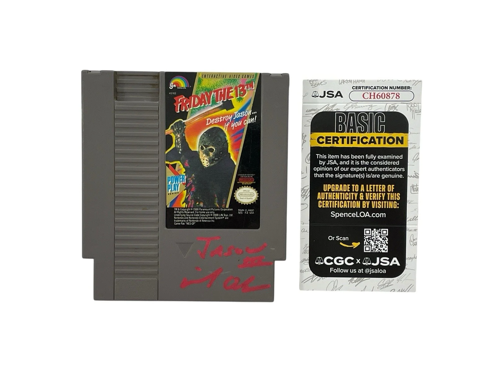 Mike DeLuna — Friday the 13th Signed Nintendo Game Cartridge Mike DeLuna Jason Voorhees JSA