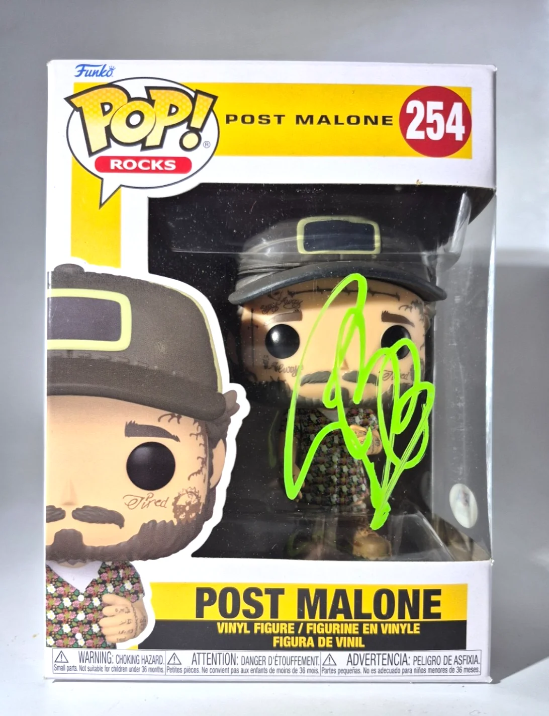 POST MALONE SIGNED AUTOGRAPHED FUNKO POP 254 SUNFLOWER WHITE IVERSON PSA COA, image 2