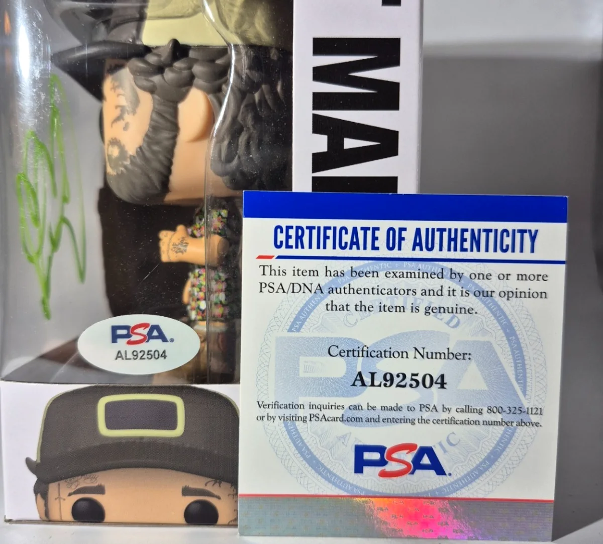 POST MALONE SIGNED AUTOGRAPHED FUNKO POP 254 SUNFLOWER WHITE IVERSON PSA COA, image 5