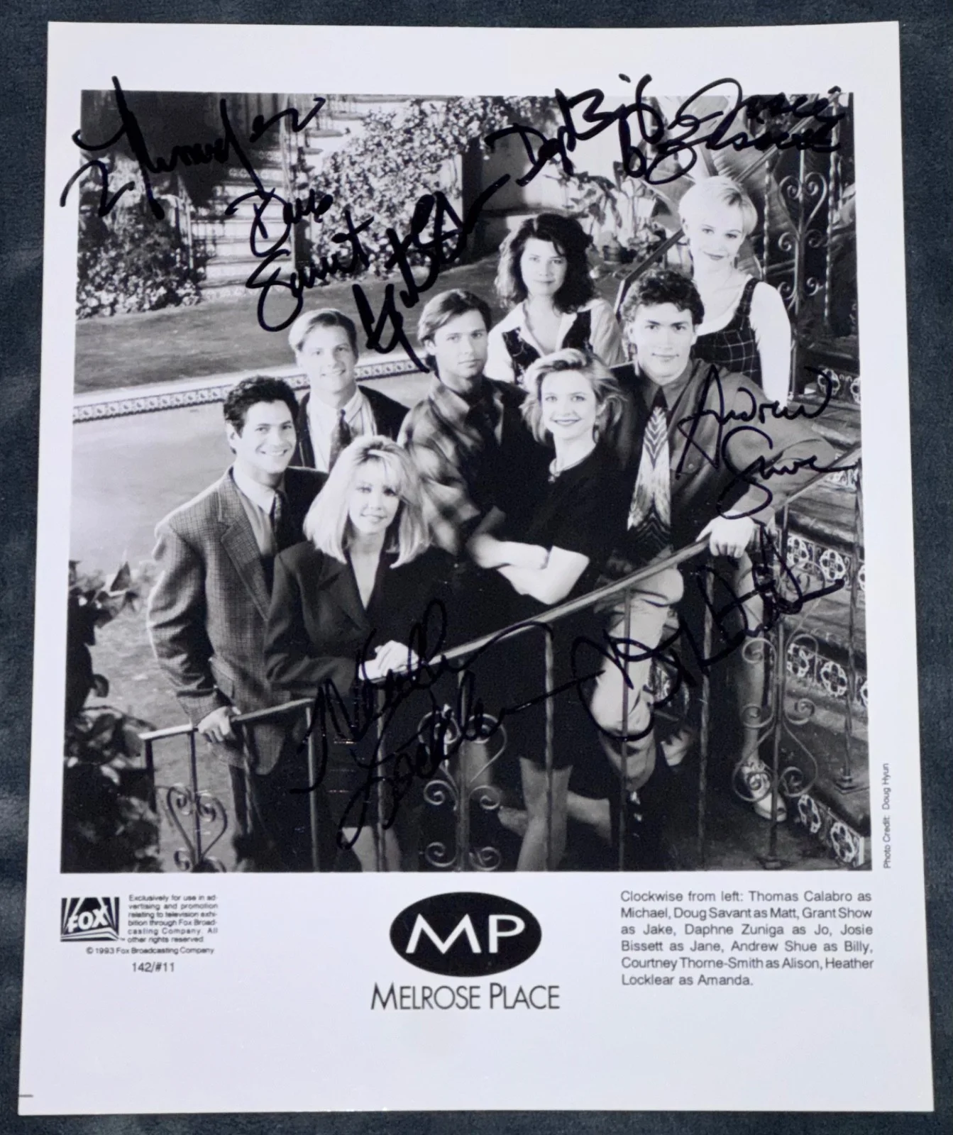 Heather Locklear — Melrose Place Cast by 8 w/ Heather Locklear Signed 8x10 Autograph Photo Auto JSA