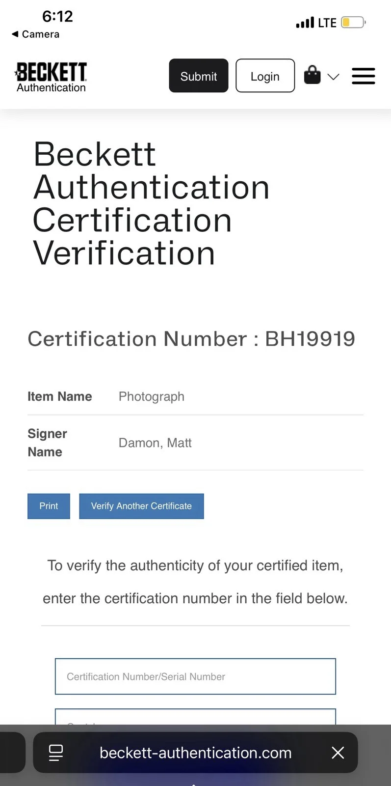 BAS COA MATT DAMON SIGNED 8x10 PHOTO, image 3