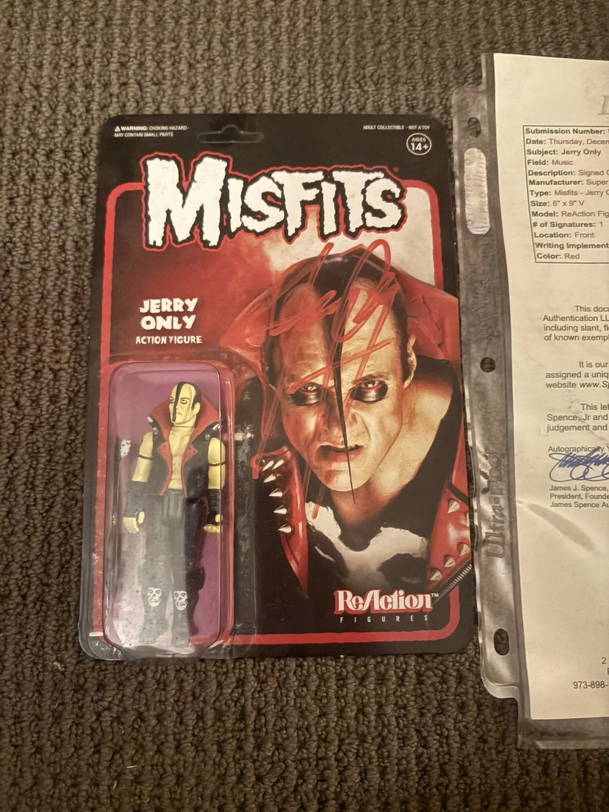 JERRY ONLY SIGNED MISFITS REACTION FIGURE W/ JSA Letter, image 2