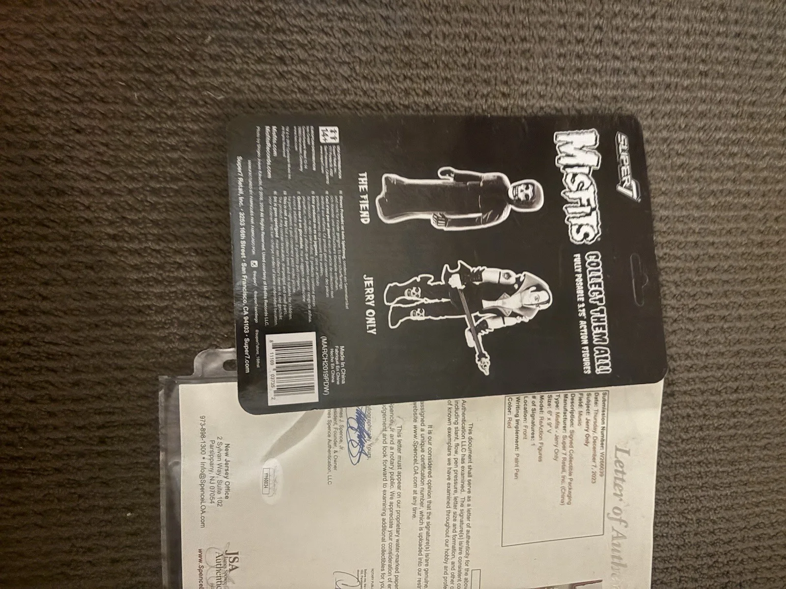 JERRY ONLY SIGNED MISFITS REACTION FIGURE W/ JSA Letter, image 4